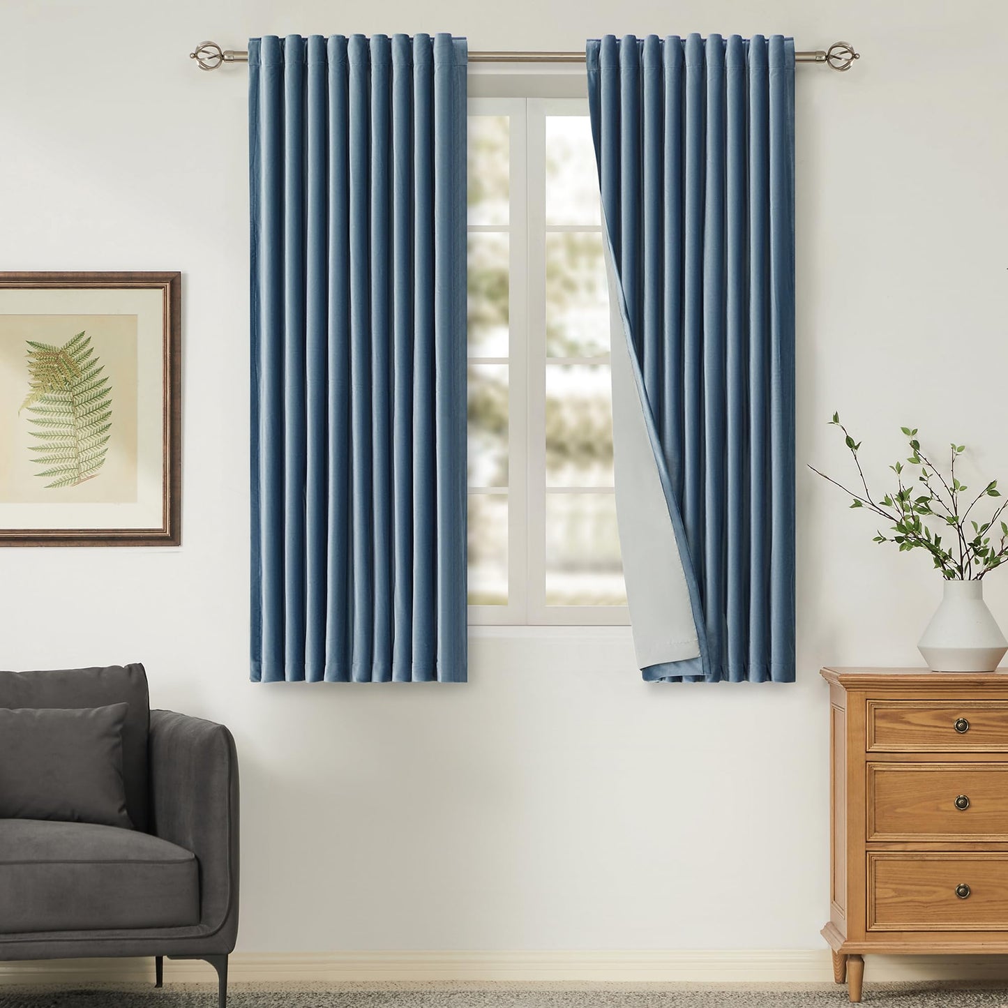 100% Blackout Ivory Off White Velvet Curtains