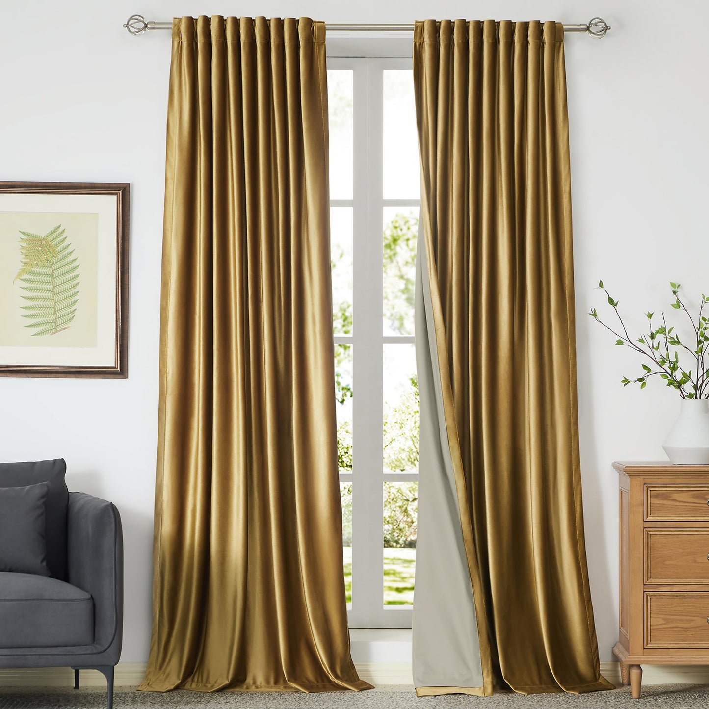100% Blackout Ivory Off White Velvet Curtains