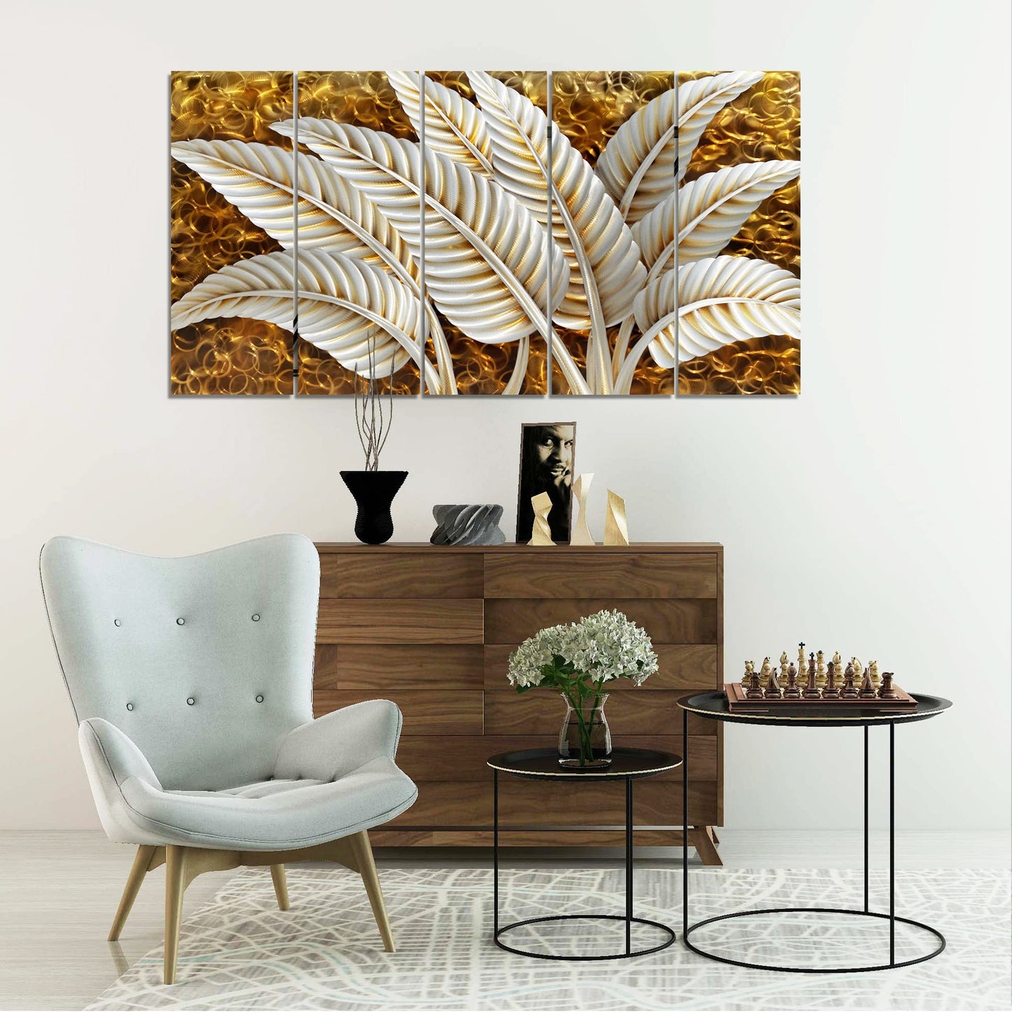 BATRENDY ARTS Silver Tree Wall Art