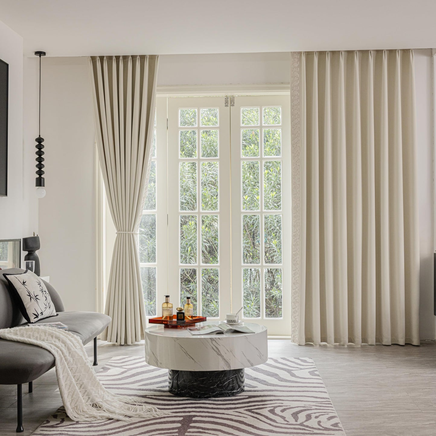 Beige Pinch Pleat Curtains 50x84