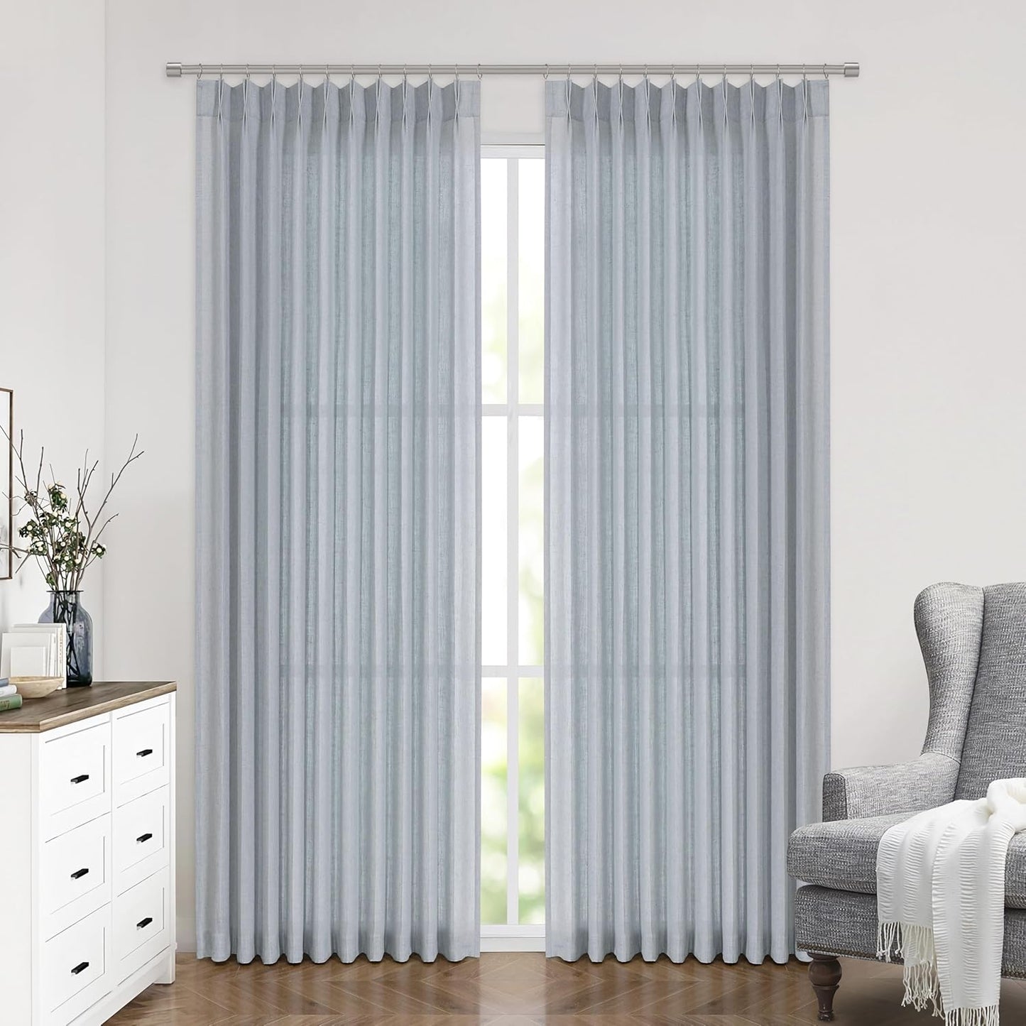 Pinch Pleat Sheer Curtains 42x95, 2 Panels