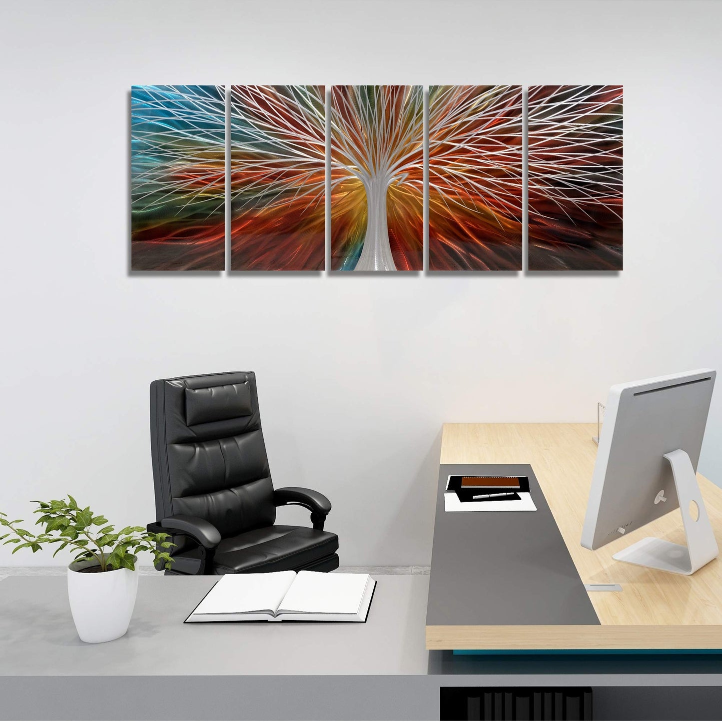 BATRENDY ARTS Silver Tree Wall Art