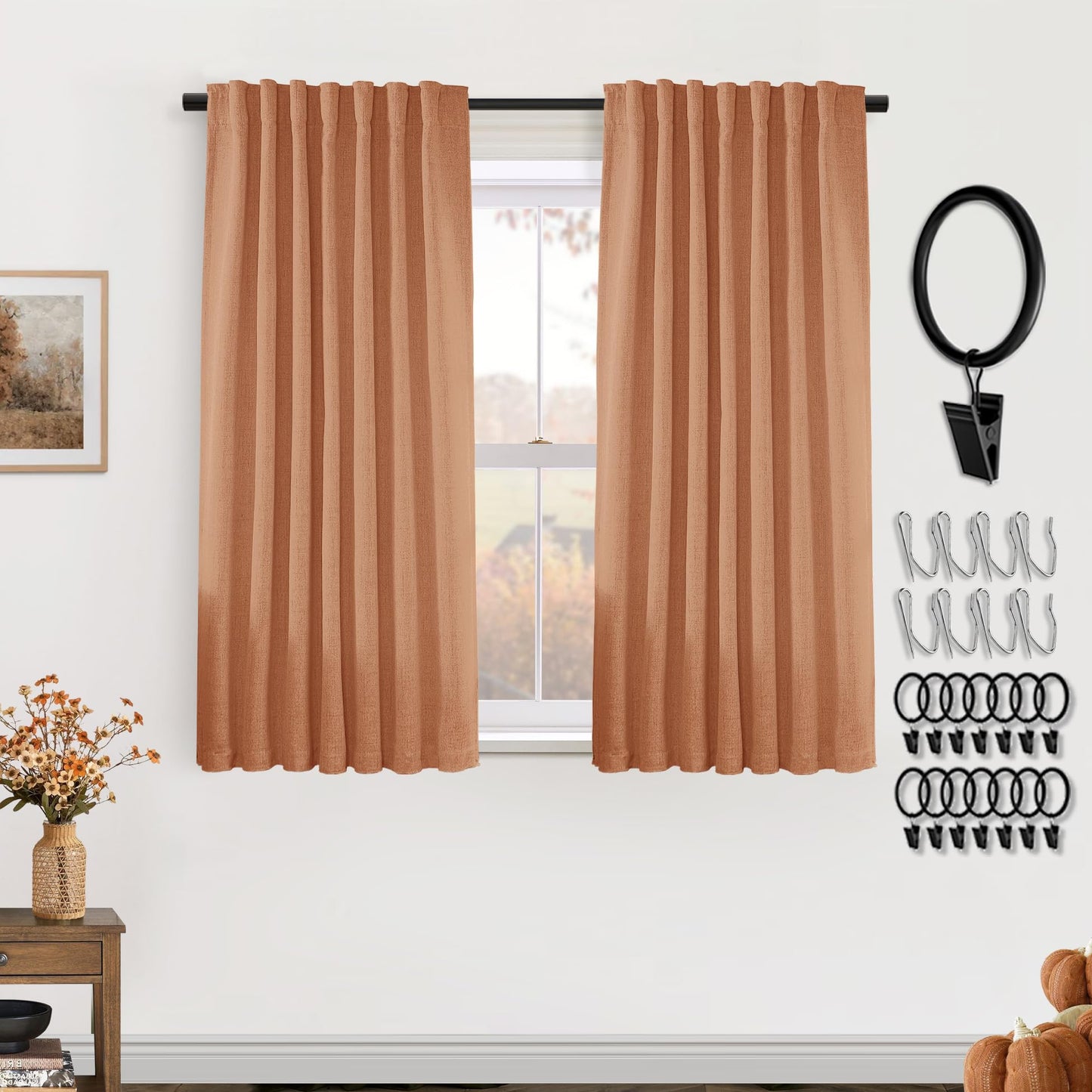 Boho Blackout Curtains Cream 70x90, 2 Panels