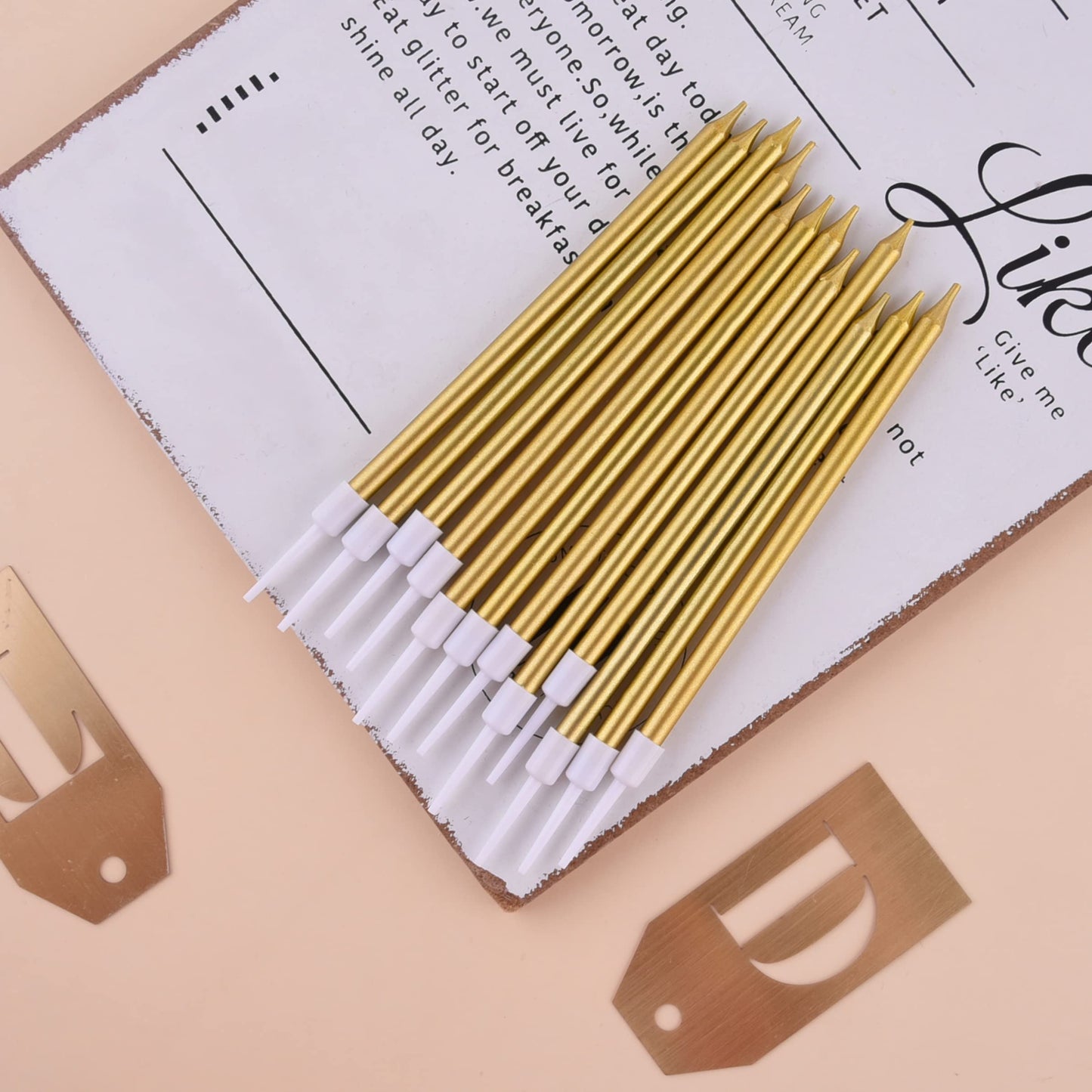 PHD CAKE Gold Long Thin Metallic Birthday Candles