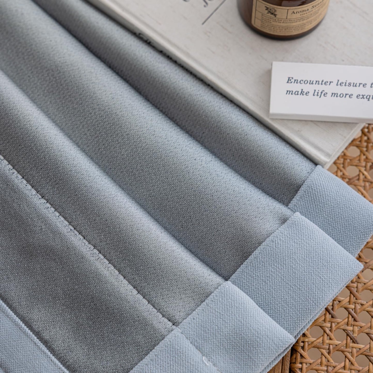 Pinch Pleat Curtains, with Geometric Trim Design