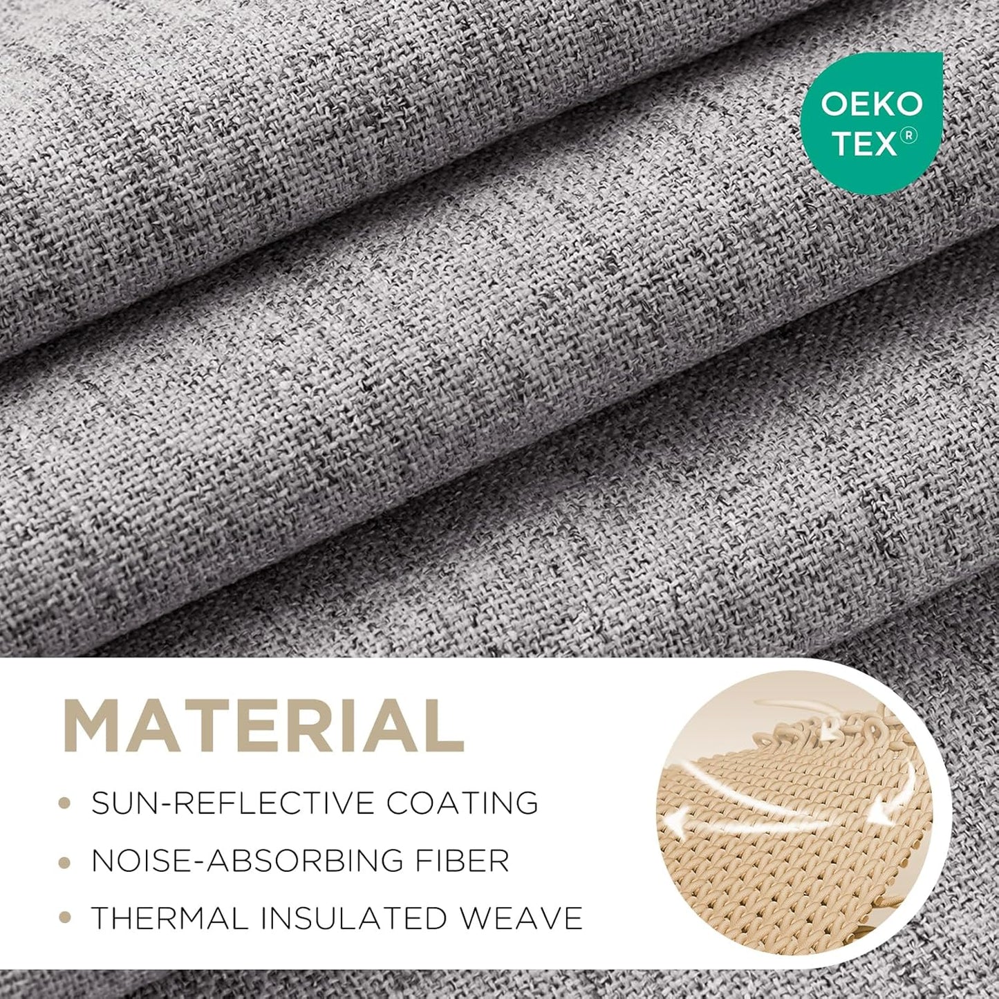 Joydeco Blackout Linen Curtains 84" 2 Panels