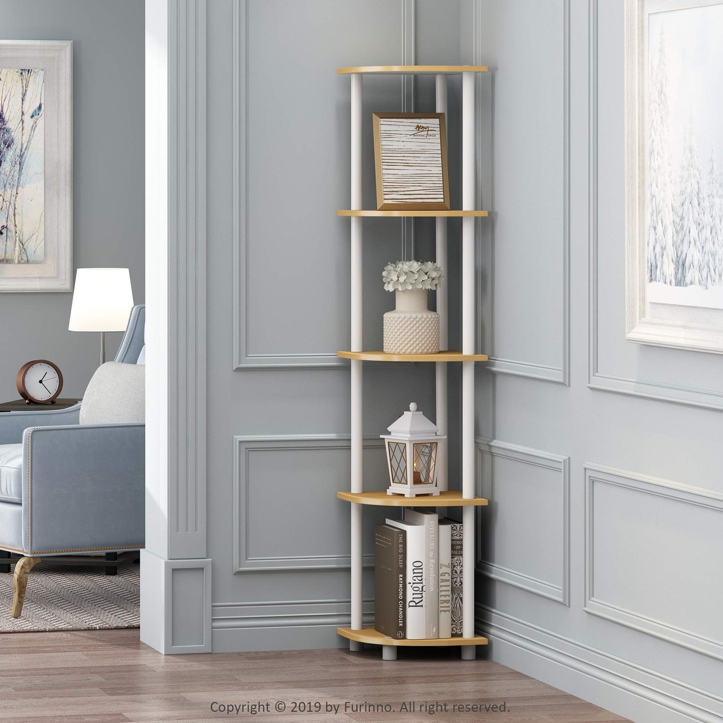 Furinno 5-Tier Corner Shelf, Espresso/Black
