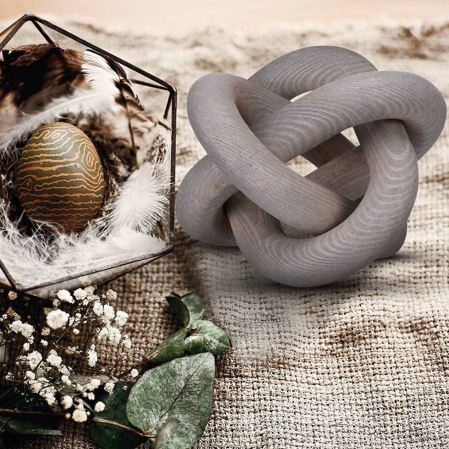 Yalikop Wood Knot Decor, White