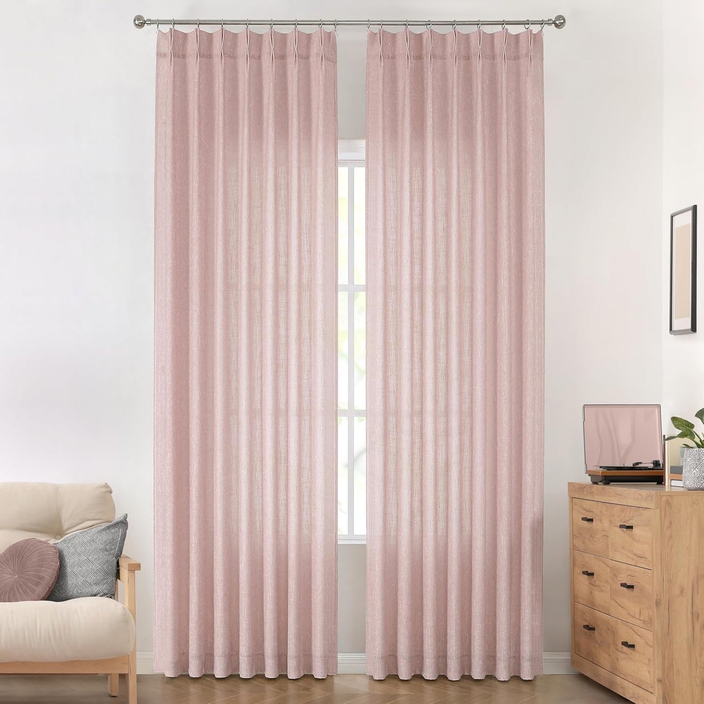 Pinch Pleat Sheer Curtains 42x95, 2 Panels