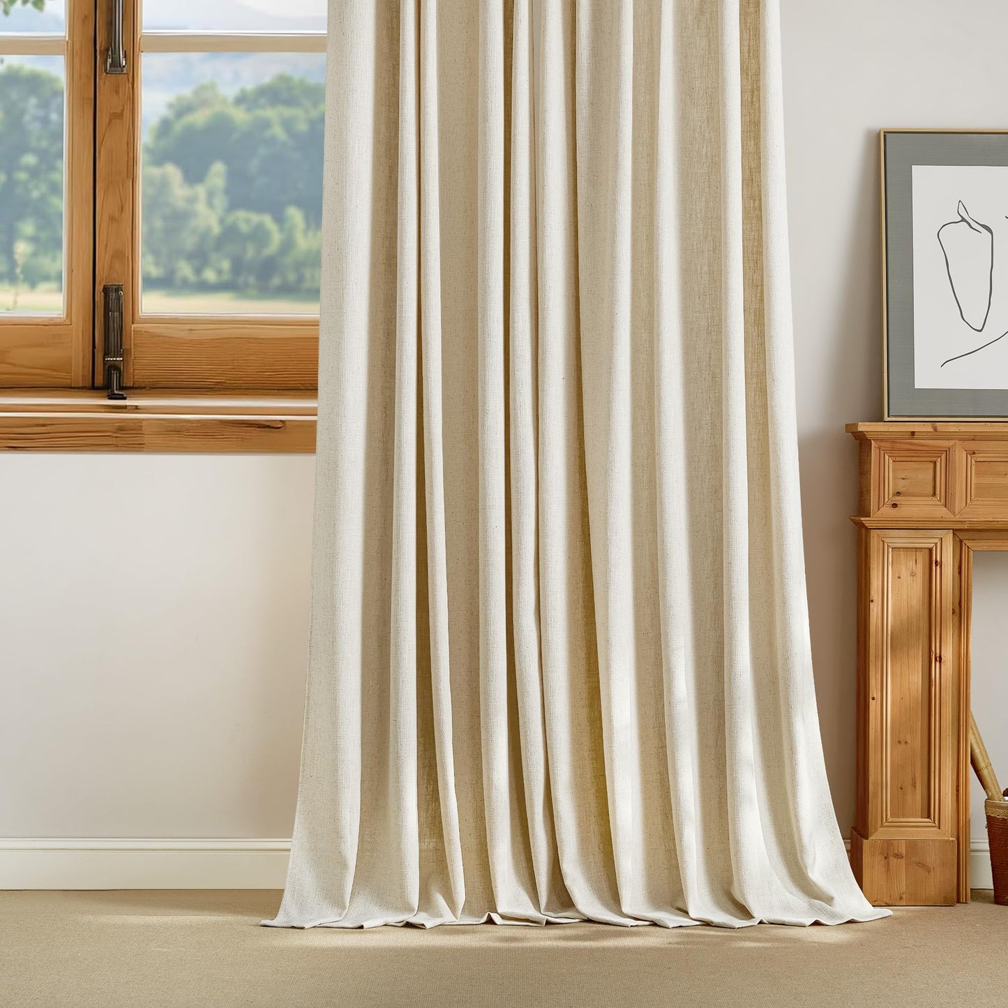 NICETOWN Linen Curtains 52x108" 2 Panels