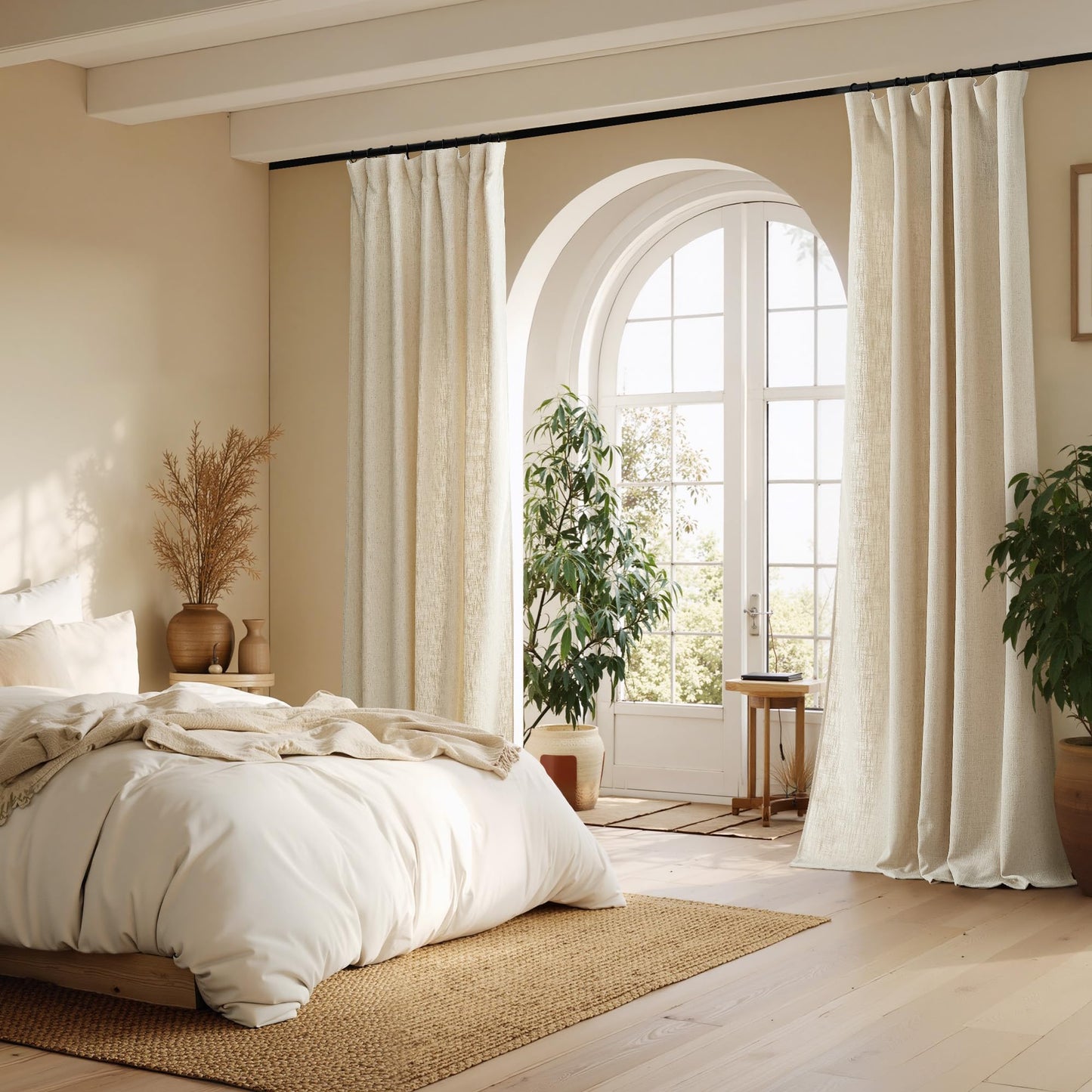 NICETOWN Linen Curtains 52x108" 2 Panels