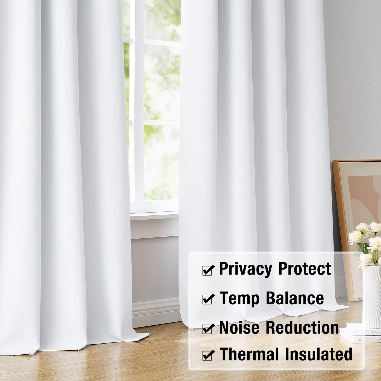 Urban Lotus Blackout Curtains 52x84" Beige, 2 Panels
