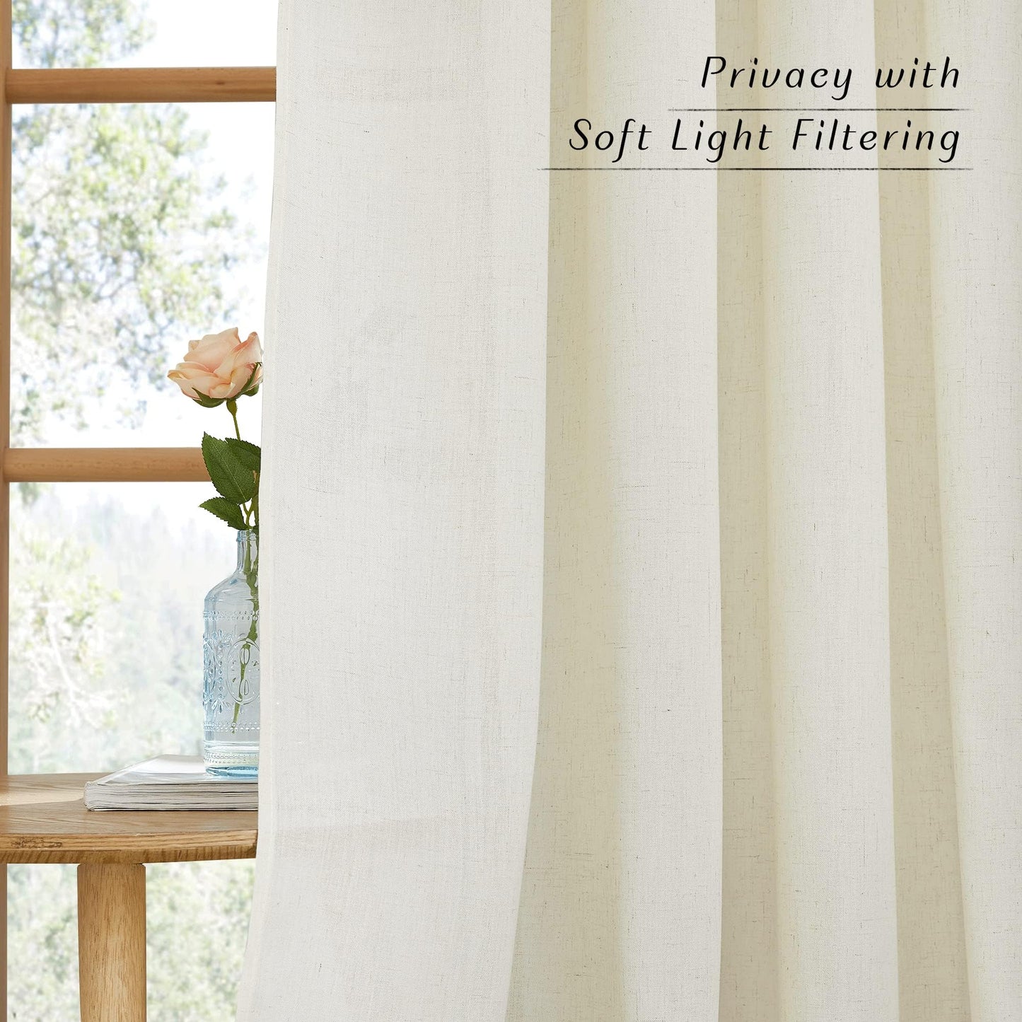 NICETOWN Linen Curtains 52x108" 2 Panels
