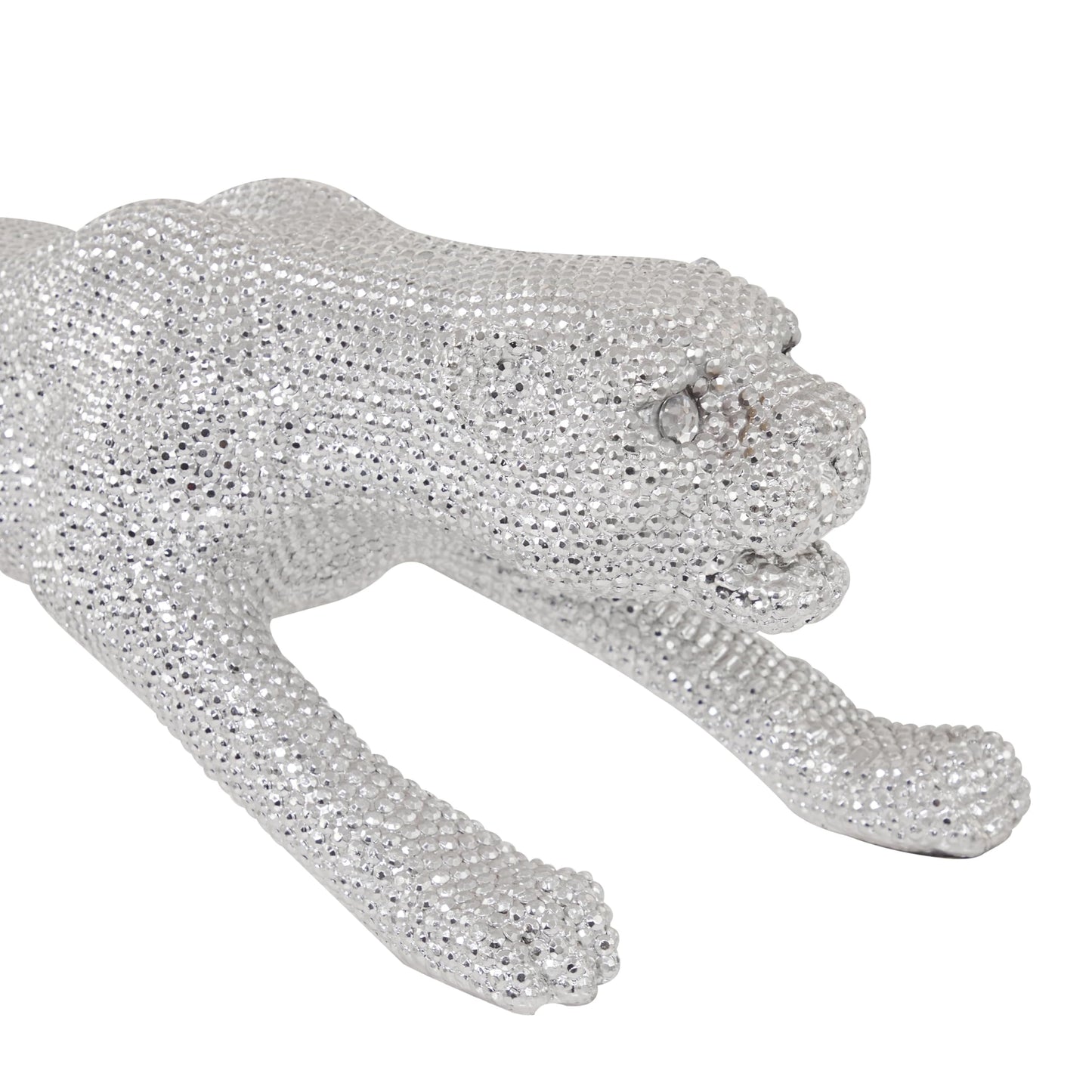 Deco 79 Leopard Statue 42" Silver