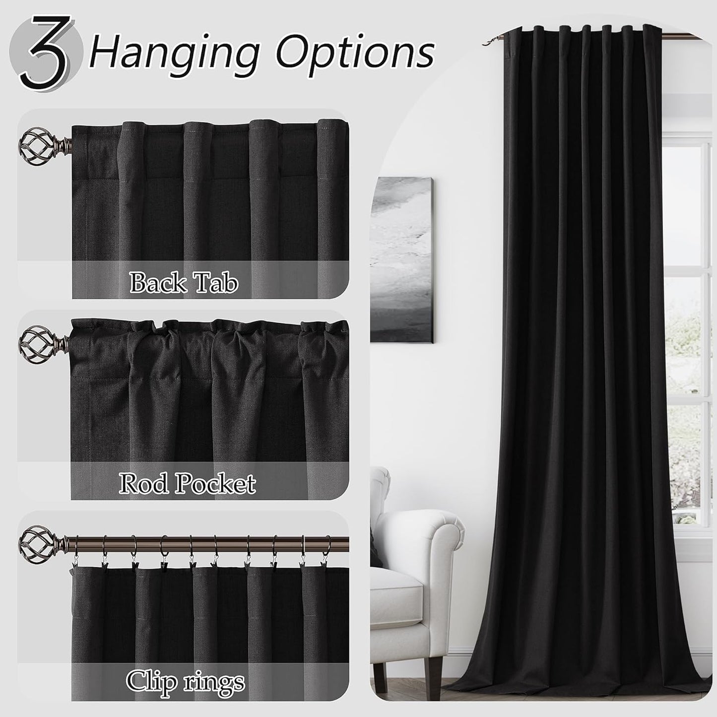 Cream Linen Blackout Curtains – 2 Panels