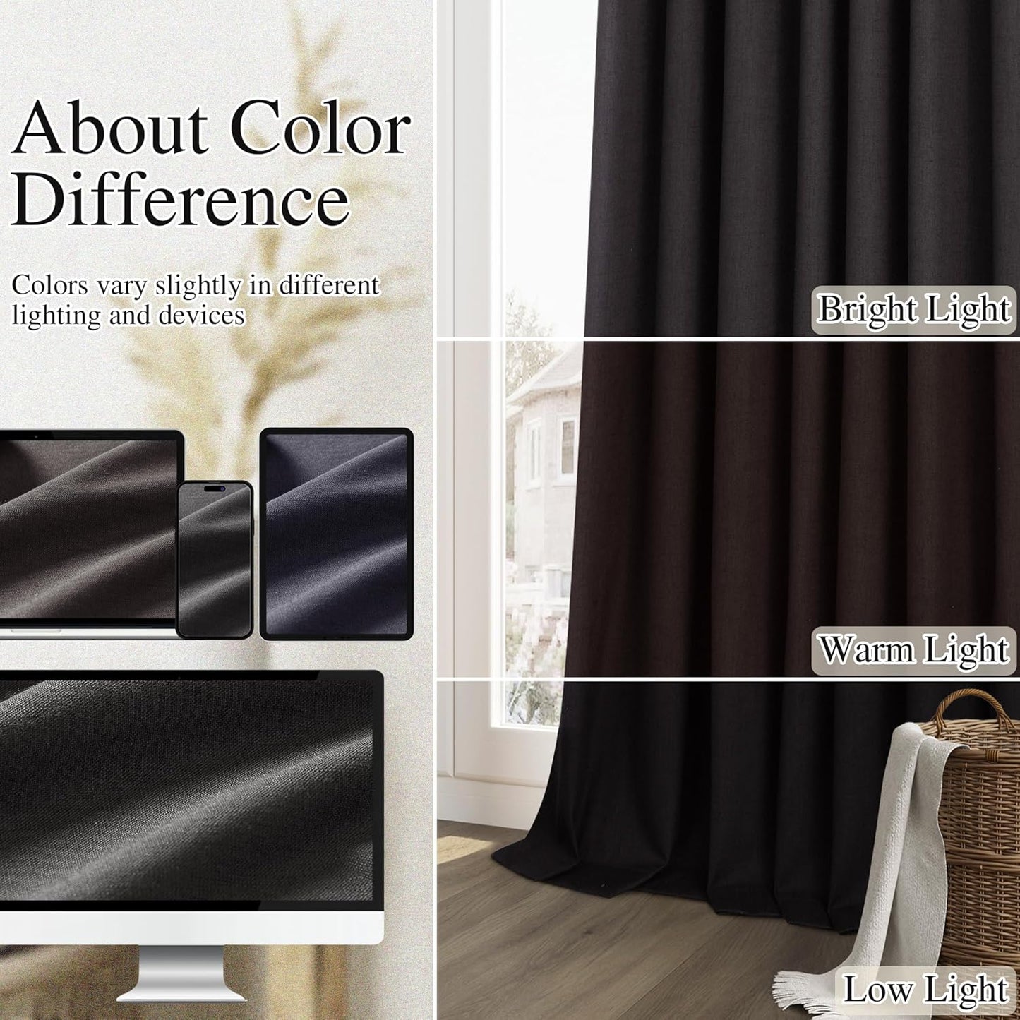 Cream Linen Blackout Curtains – 2 Panels