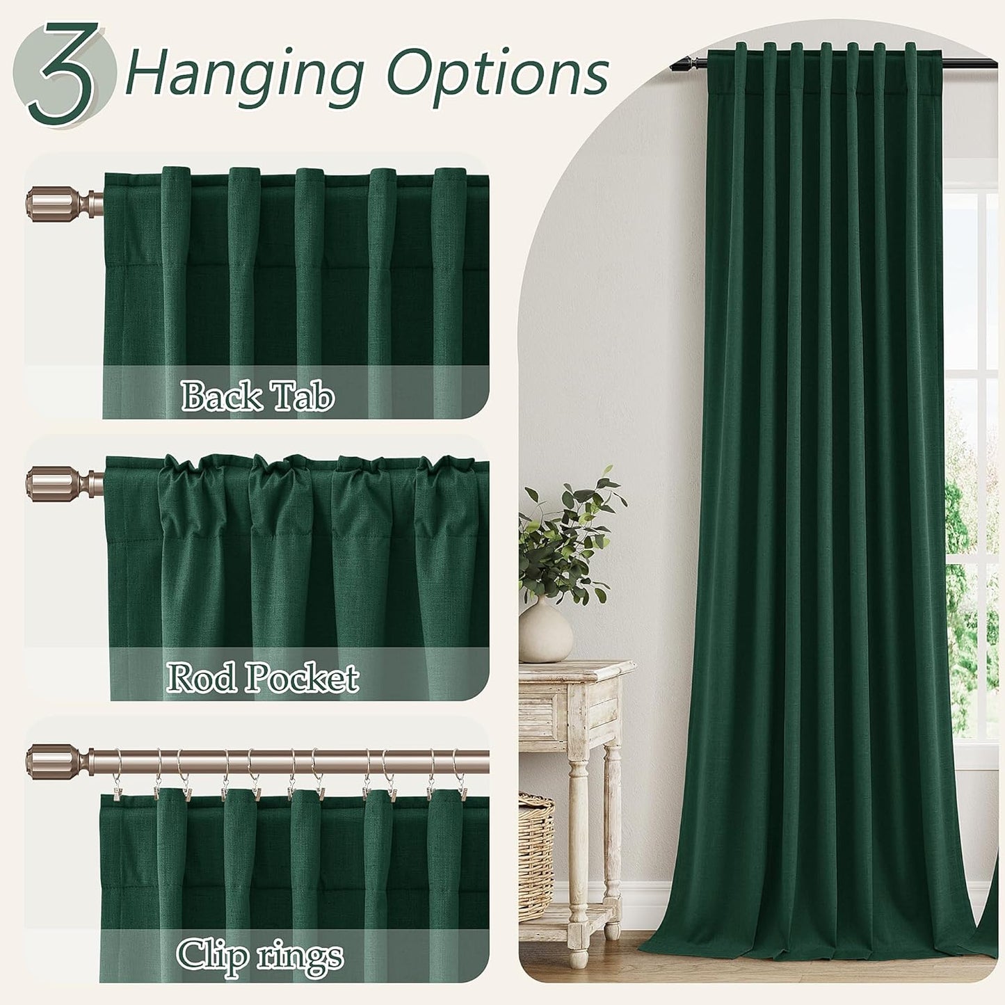 Cream Linen Blackout Curtains – 2 Panels
