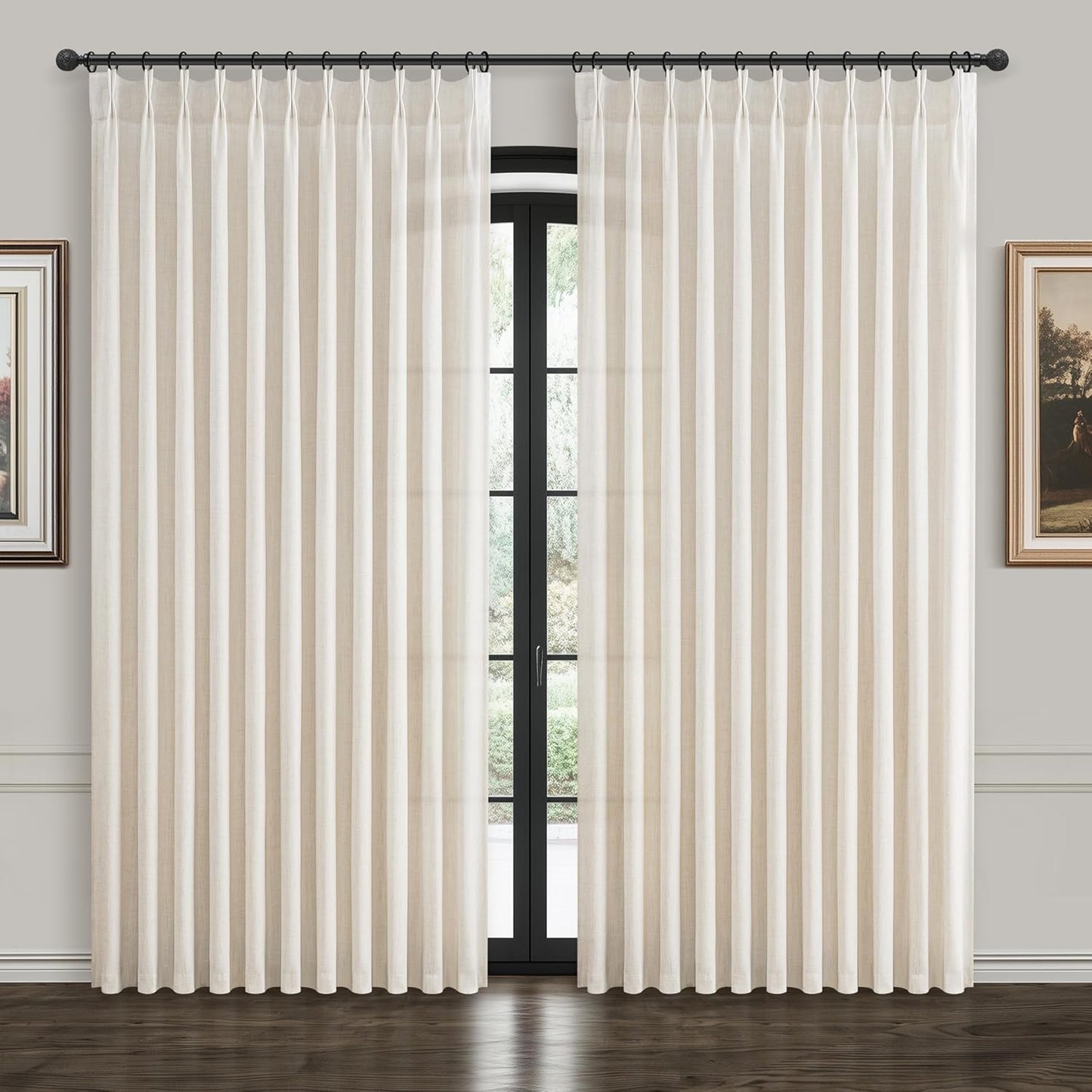 Rustic Linen Curtains, Oatmeal Beige 96" Set of 2