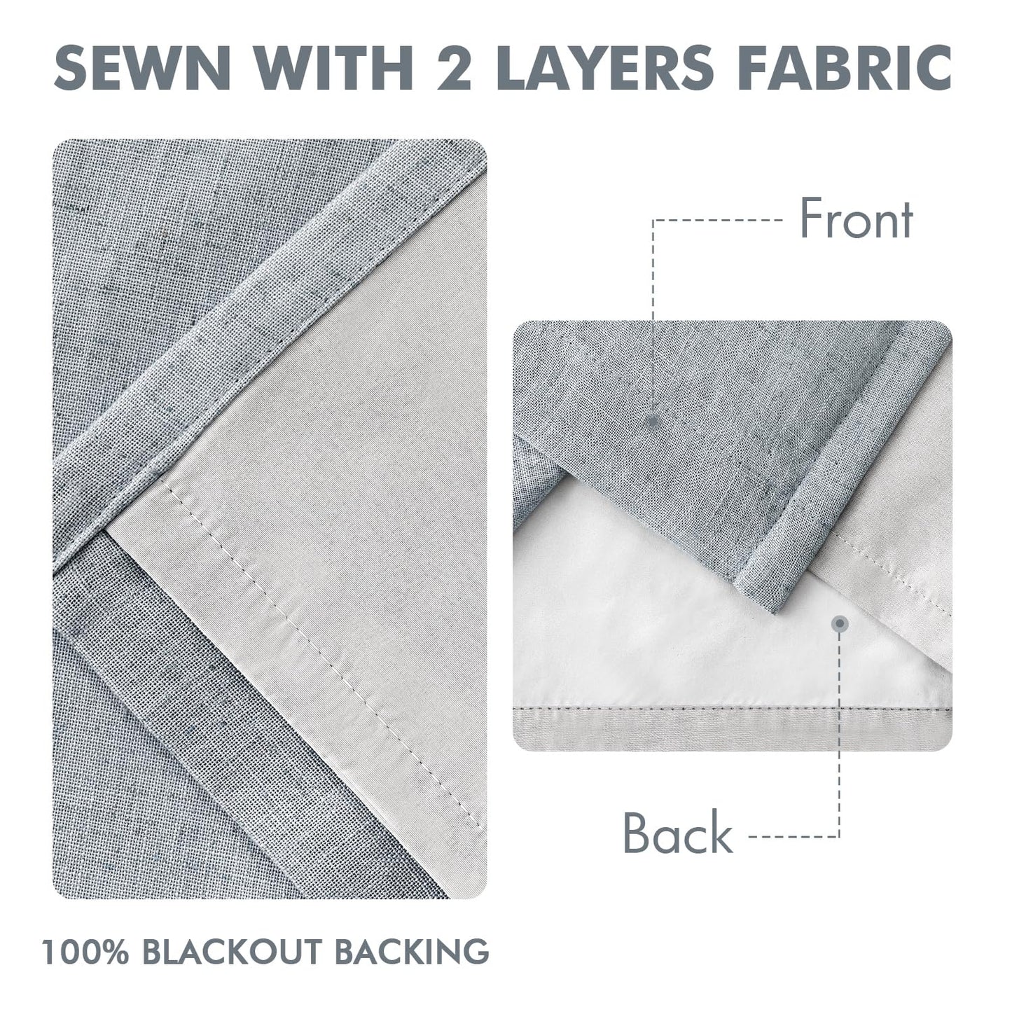 MIULEE Blackout Linen Curtains 96" 2 Panels
