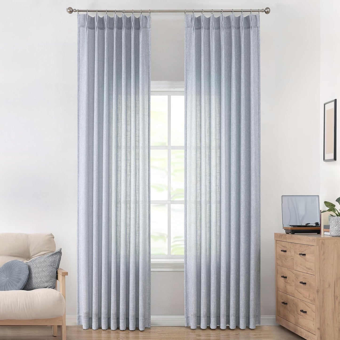 Pinch Pleat Sheer Curtains 42x95, 2 Panels