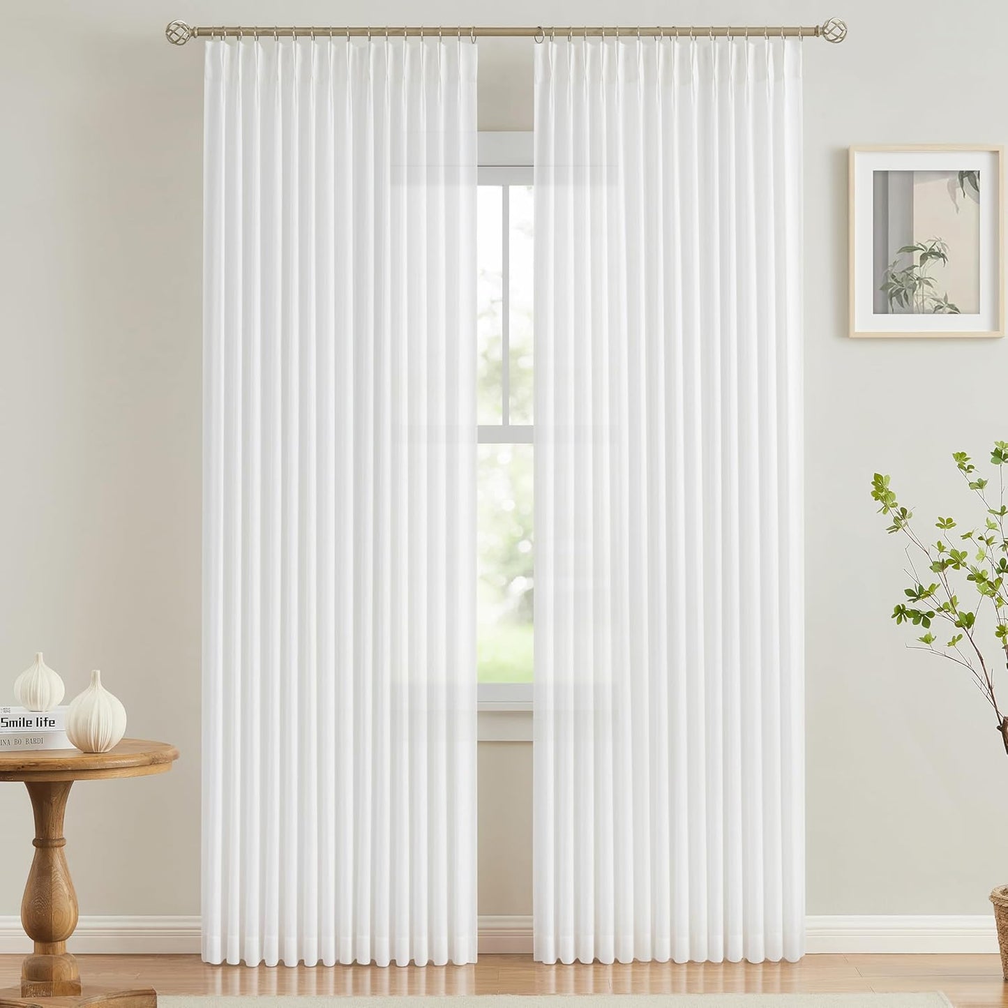 Pinch Pleat Sheer Curtains 42x95, 2 Panels