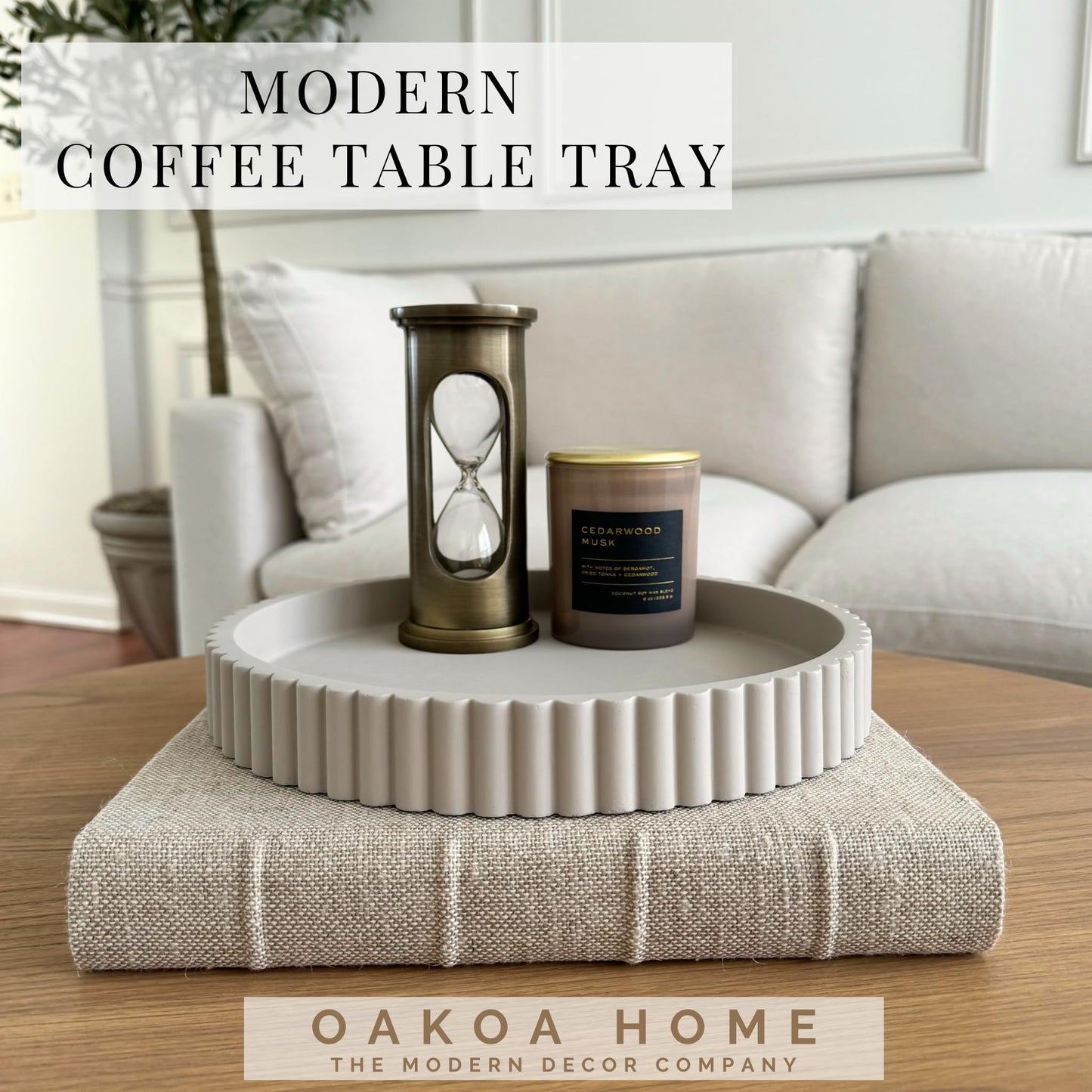 OAKOA Round Concrete Decorative Tray