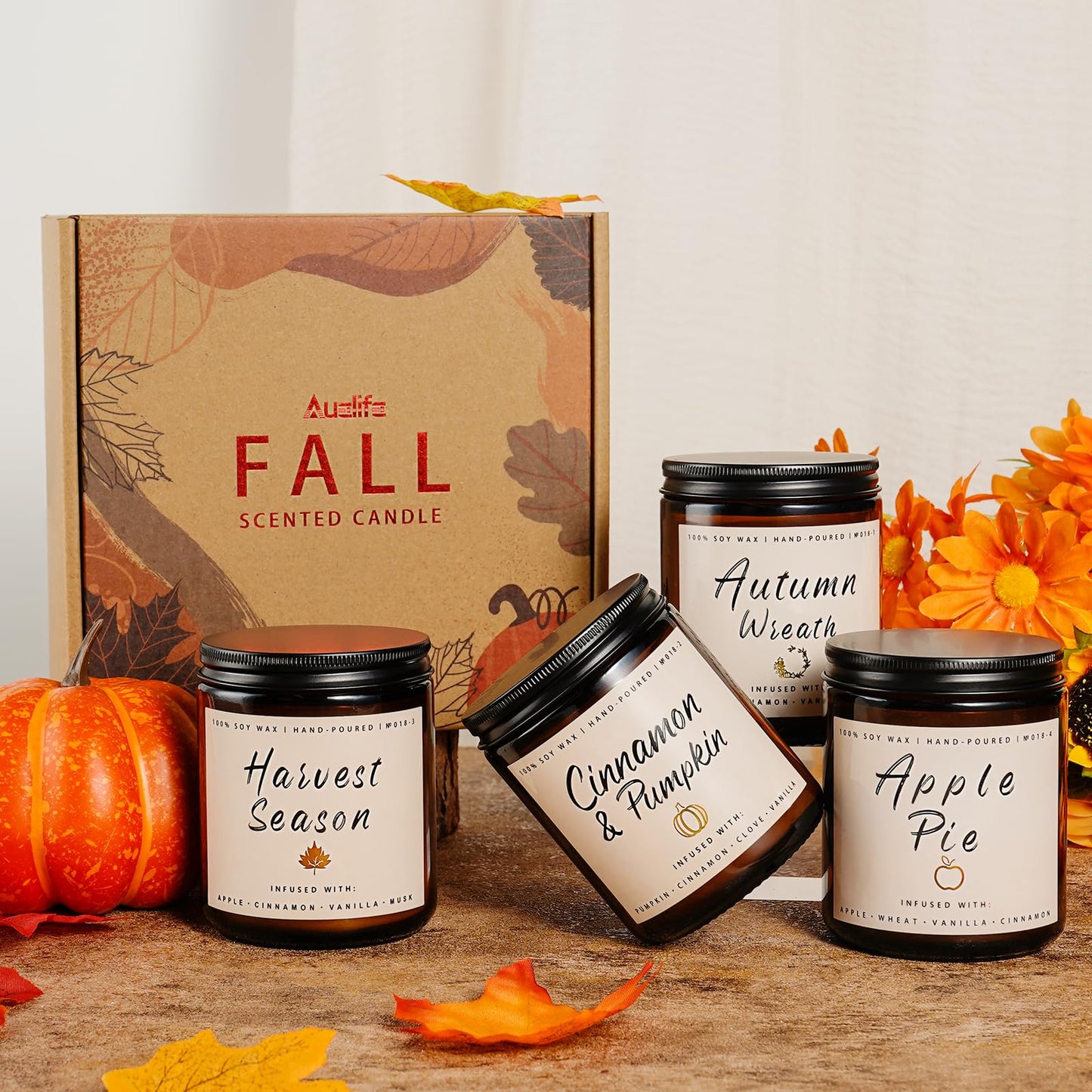 Auelife 4-Pack Fall Scented Candles