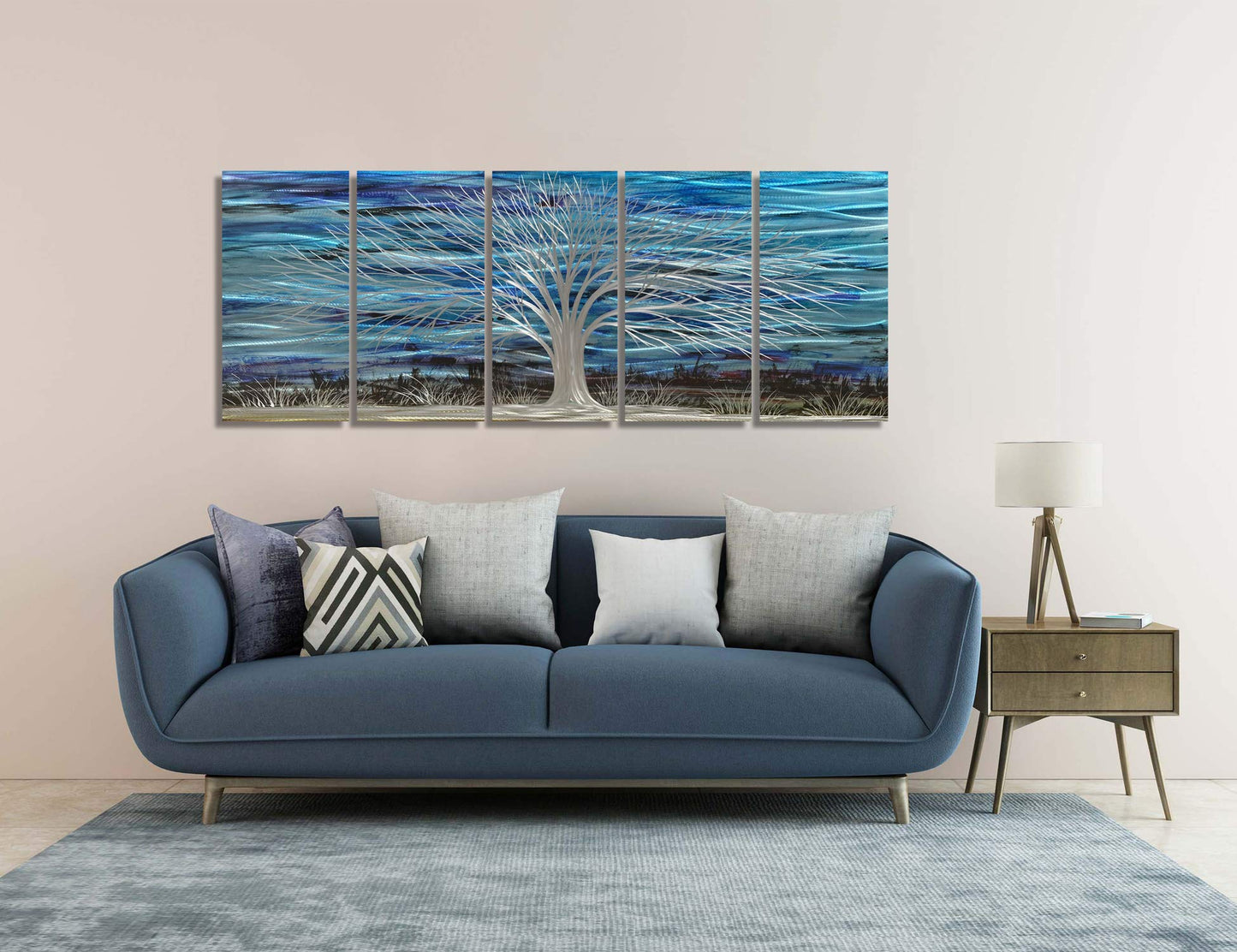BATRENDY ARTS Silver Tree Wall Art