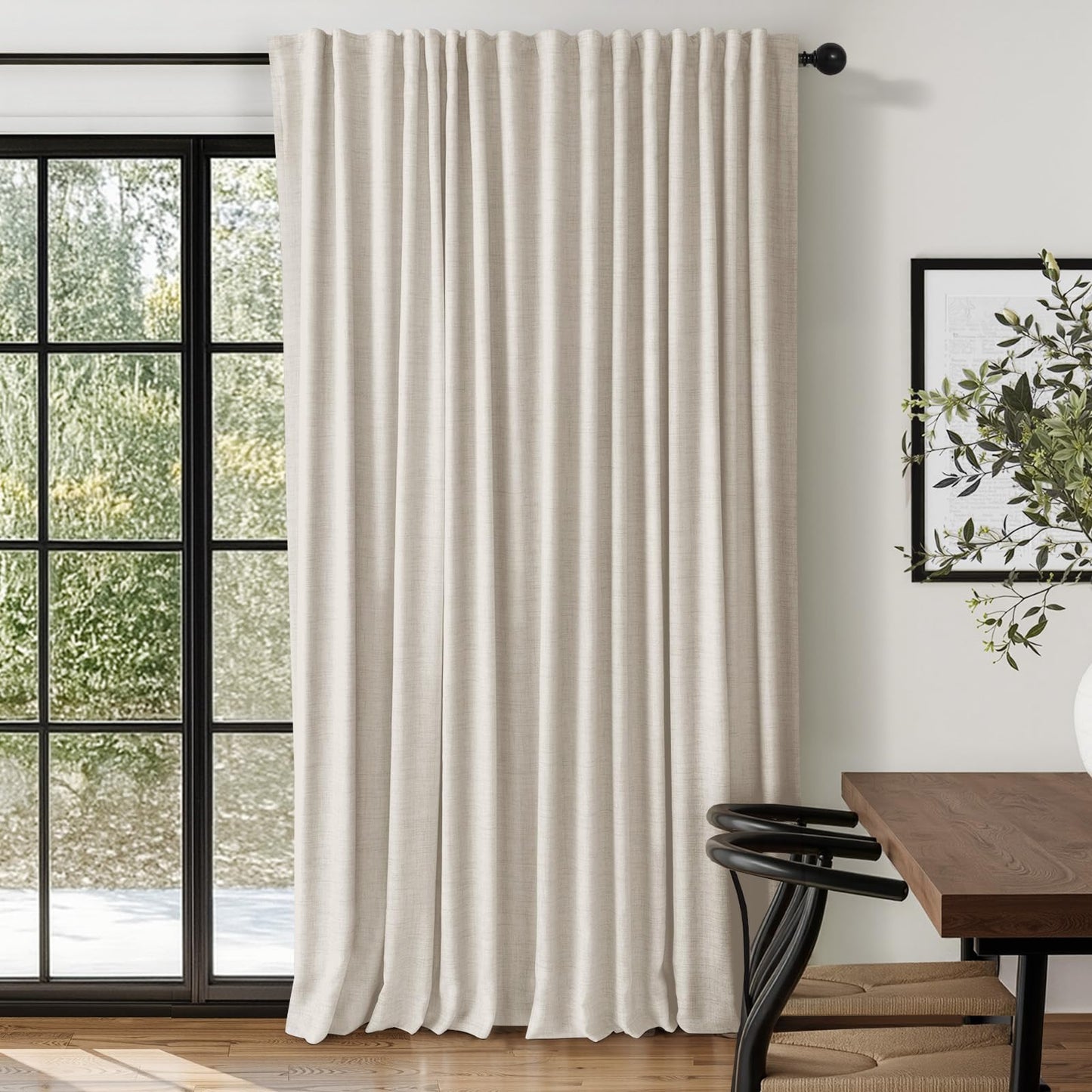 Linen Blackout Curtains 50x120" Moss Green, 2 Panels
