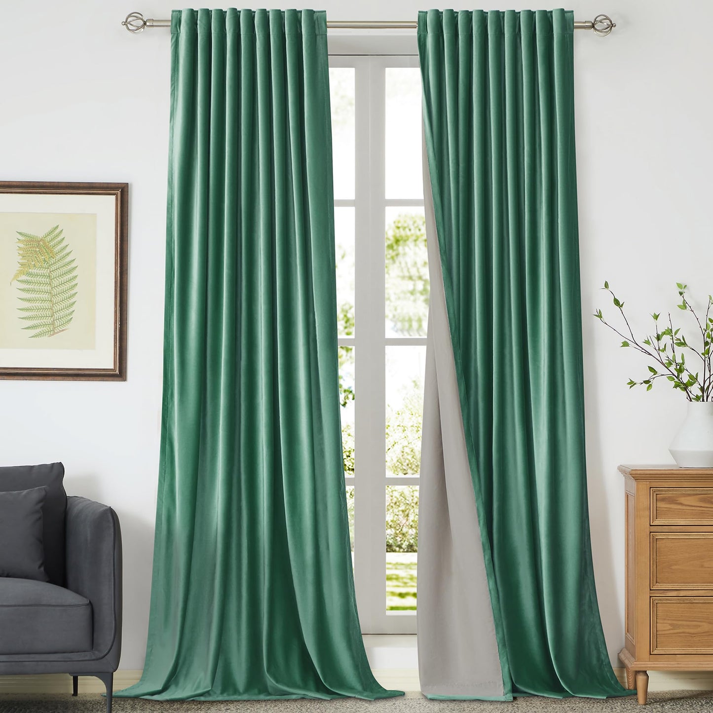 100% Blackout Ivory Off White Velvet Curtains