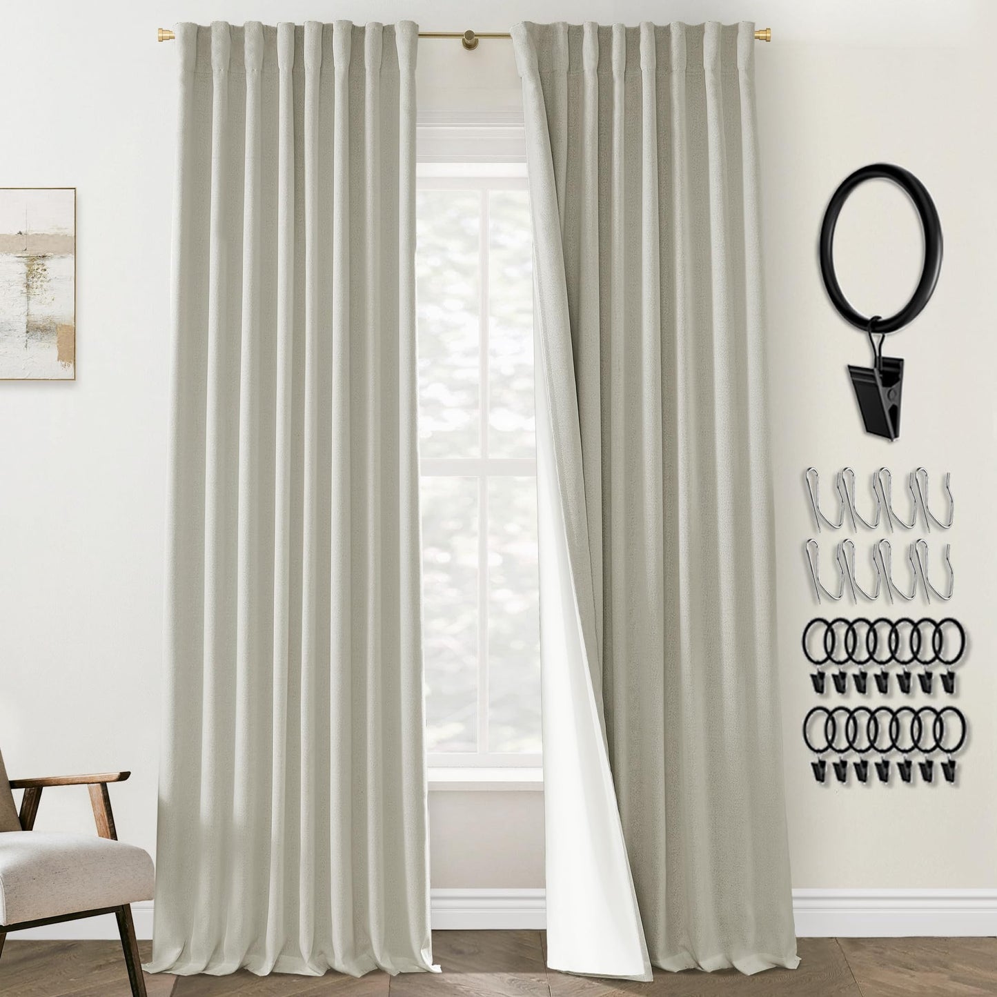 Boho Blackout Curtains Cream 70x90, 2 Panels