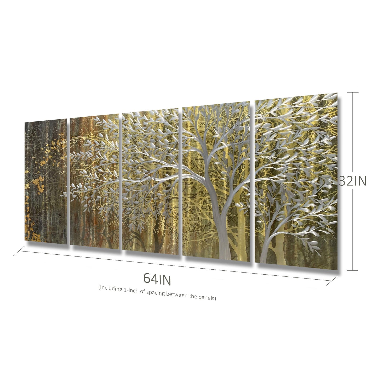 BATRENDY ARTS Silver Tree Wall Art
