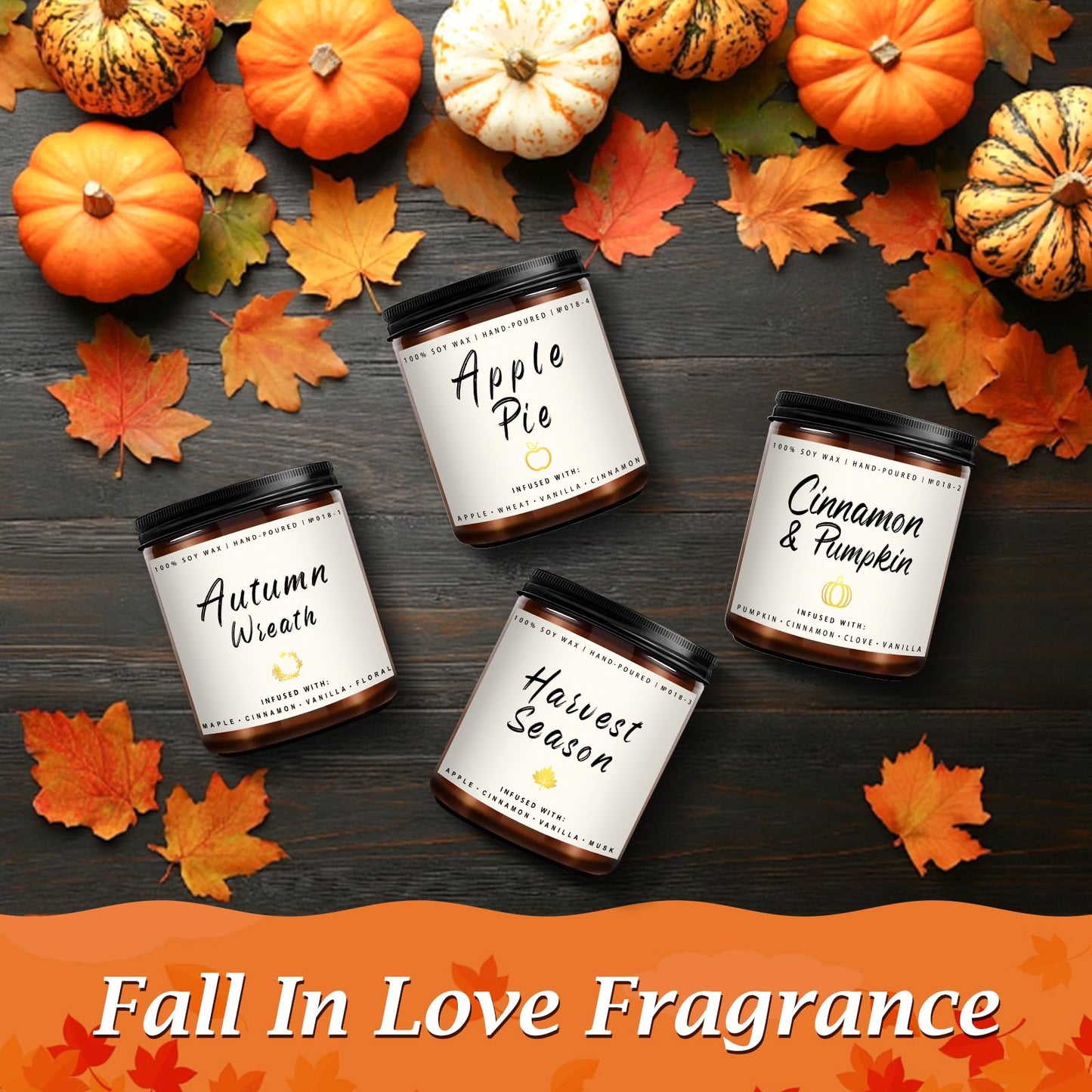 Auelife 4-Pack Fall Scented Candles