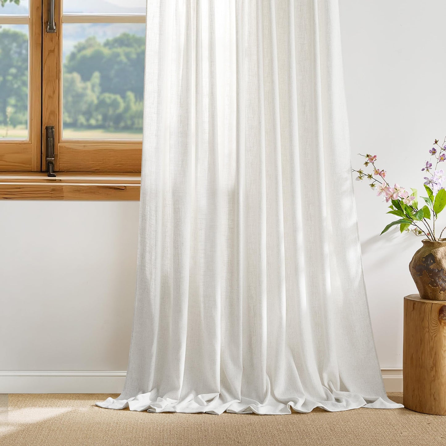 NICETOWN Linen Curtains 52x108" 2 Panels