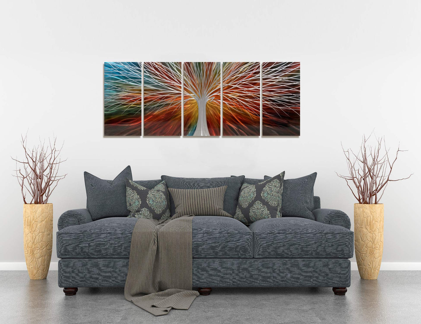 BATRENDY ARTS Silver Tree Wall Art