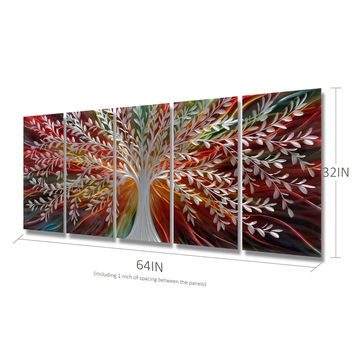 BATRENDY ARTS Silver Tree Wall Art