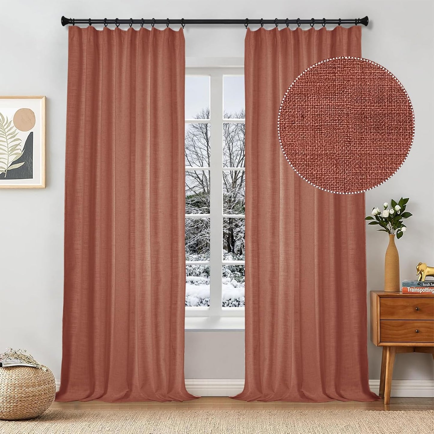 Linen Curtains – Snow White, 84" (2 Panels)
