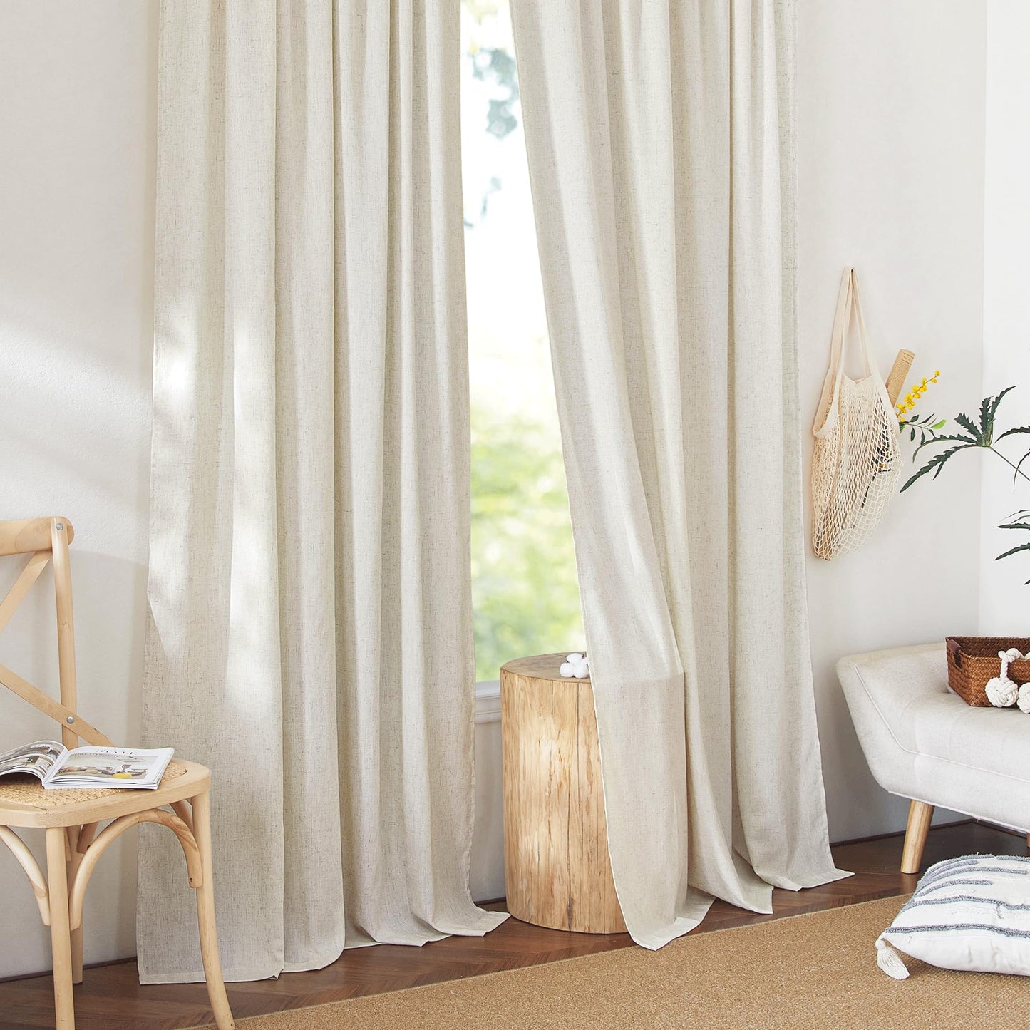 NICETOWN Linen Curtains 52x108" 2 Panels