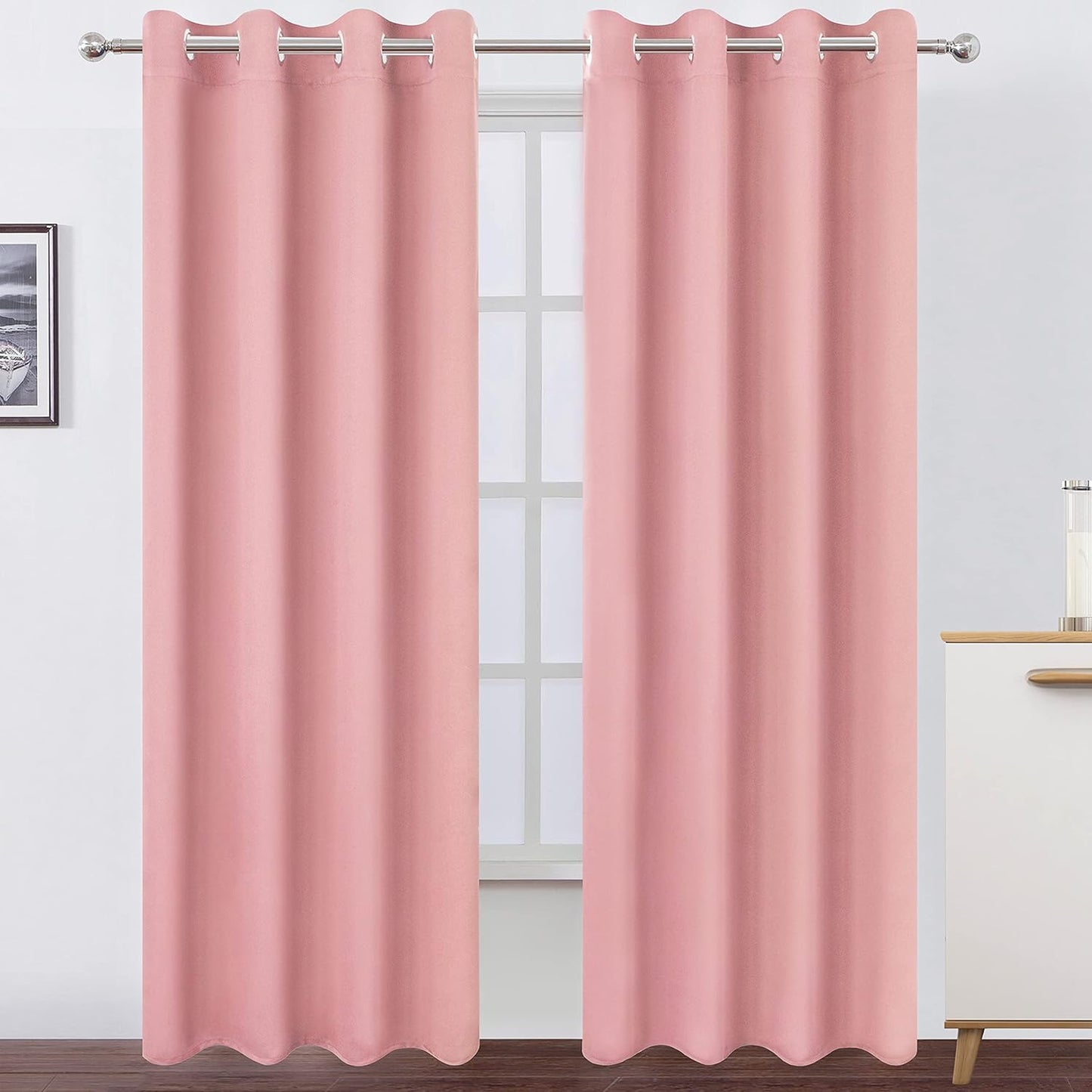 LEMOMO Blackout Curtains 52x84" Black, 2 Panels