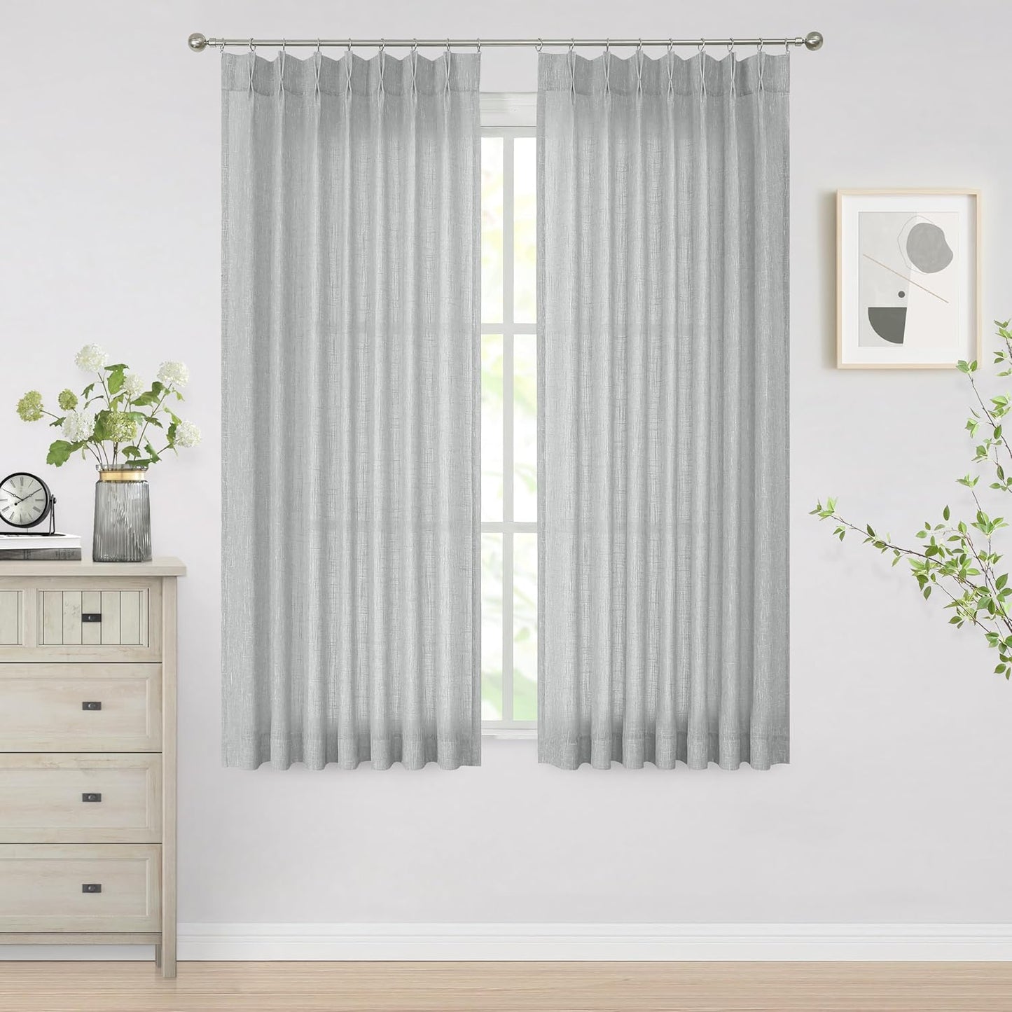 Pinch Pleat Sheer Curtains 42x95, 2 Panels