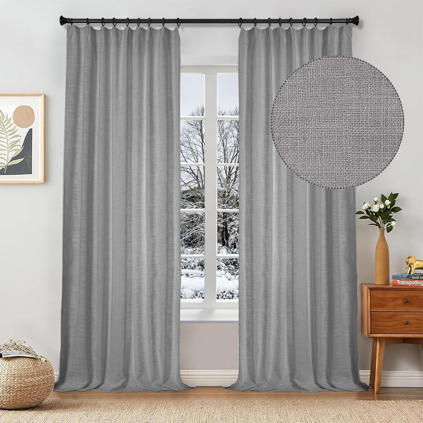 Linen Curtains – Snow White, 84" (2 Panels)