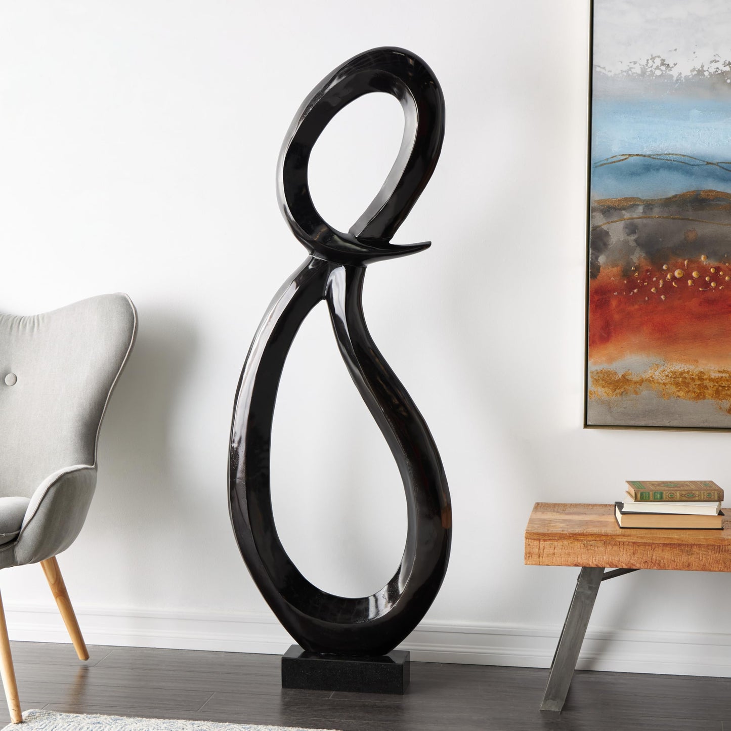 Deco 79 Abstract Sculpture 62" Black