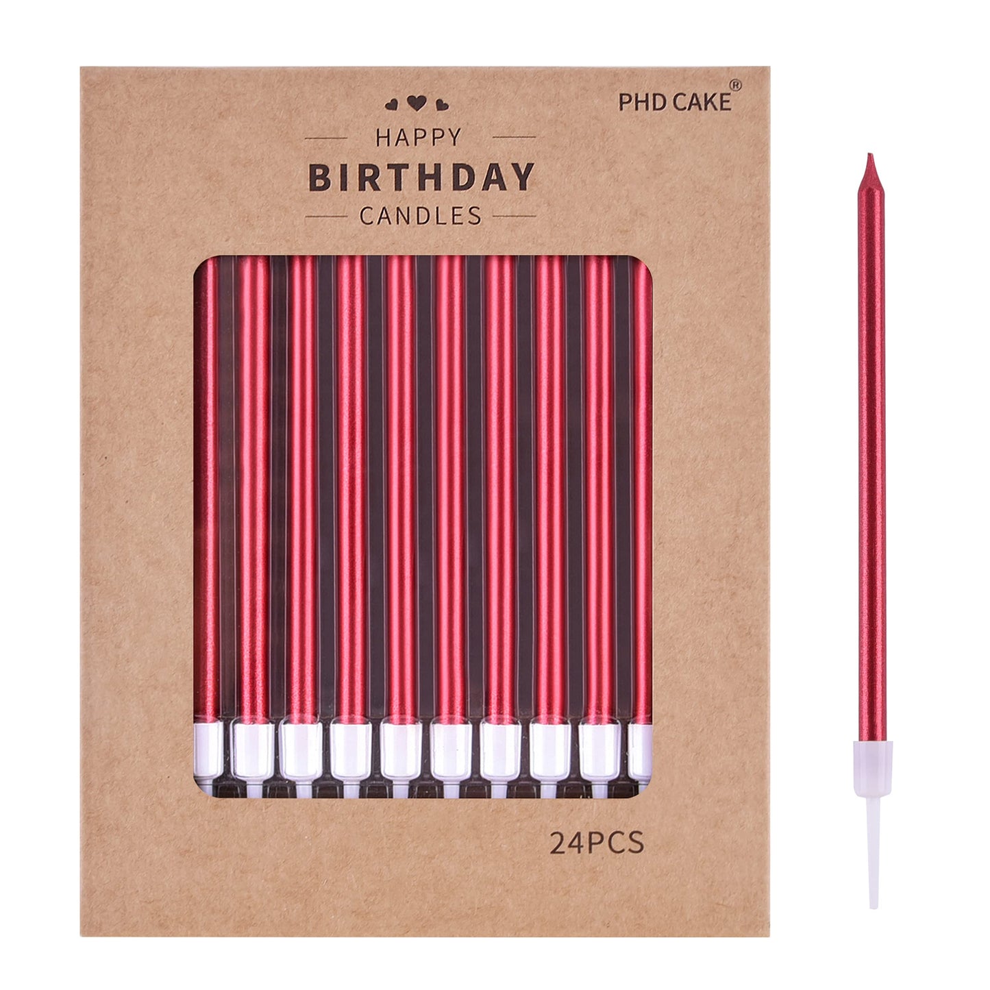 PHD CAKE Gold Long Thin Metallic Birthday Candles