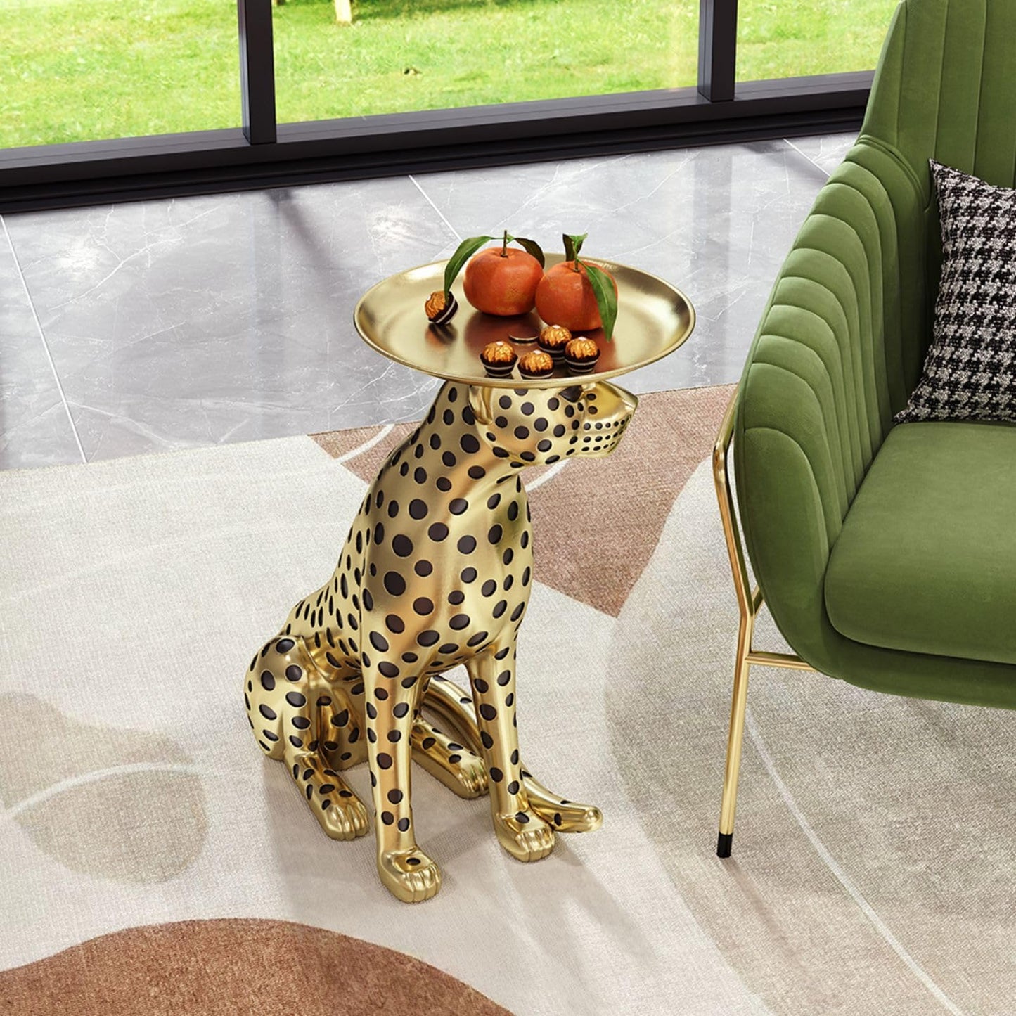 Homary Gold Leopard Side Table