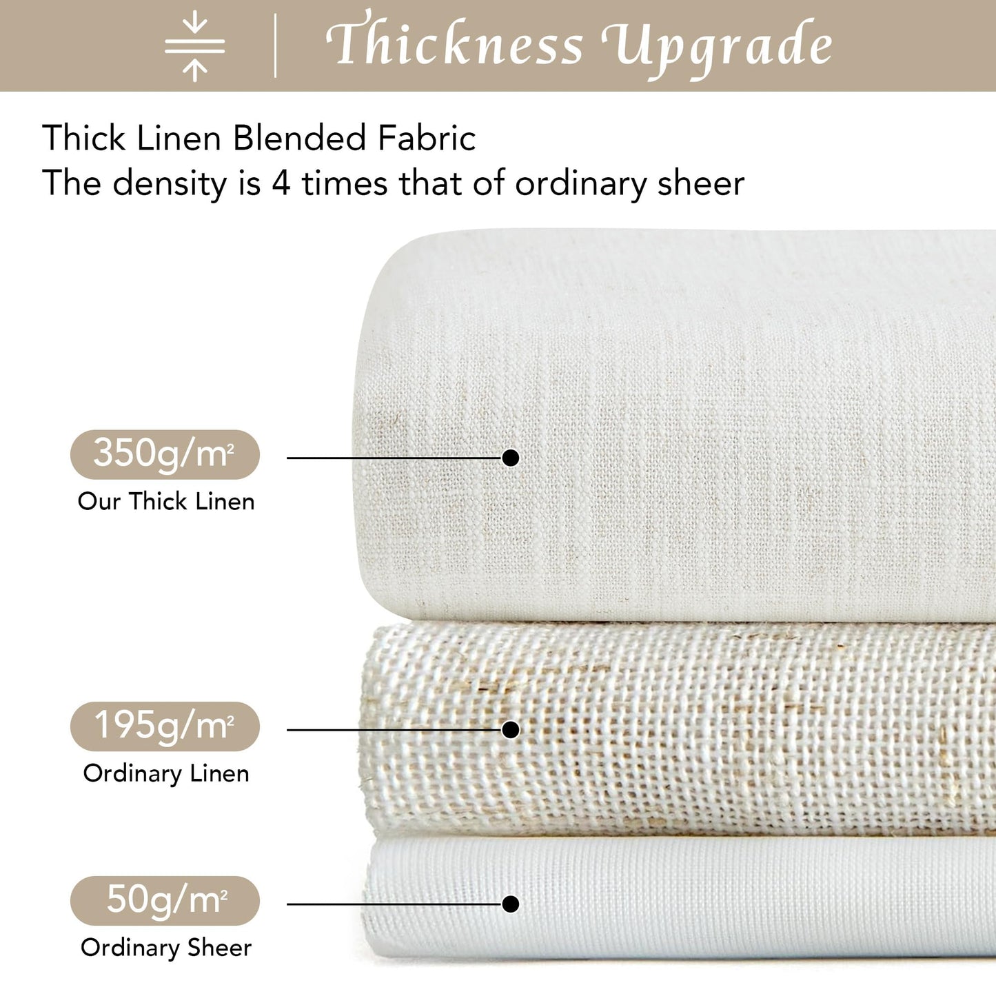 NICETOWN Linen Curtains 52x108" 2 Panels