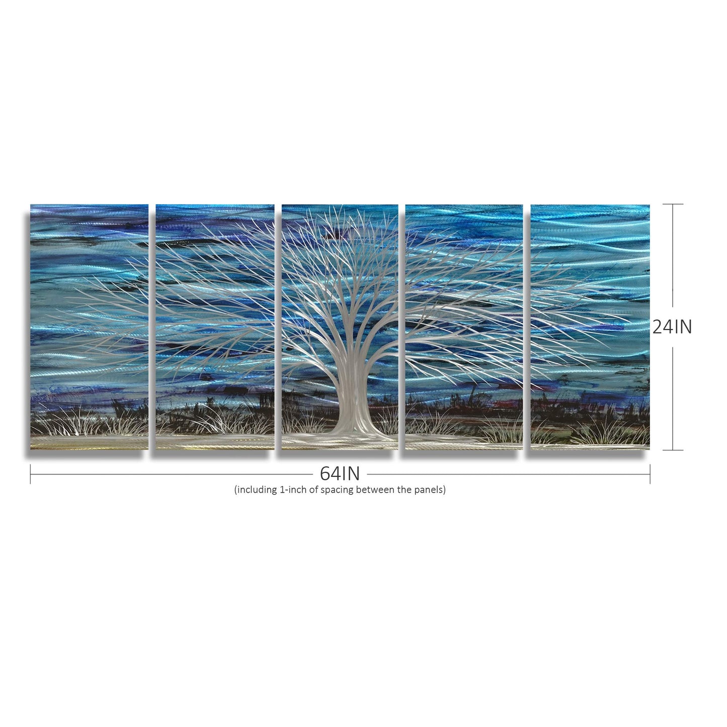 BATRENDY ARTS Silver Tree Wall Art