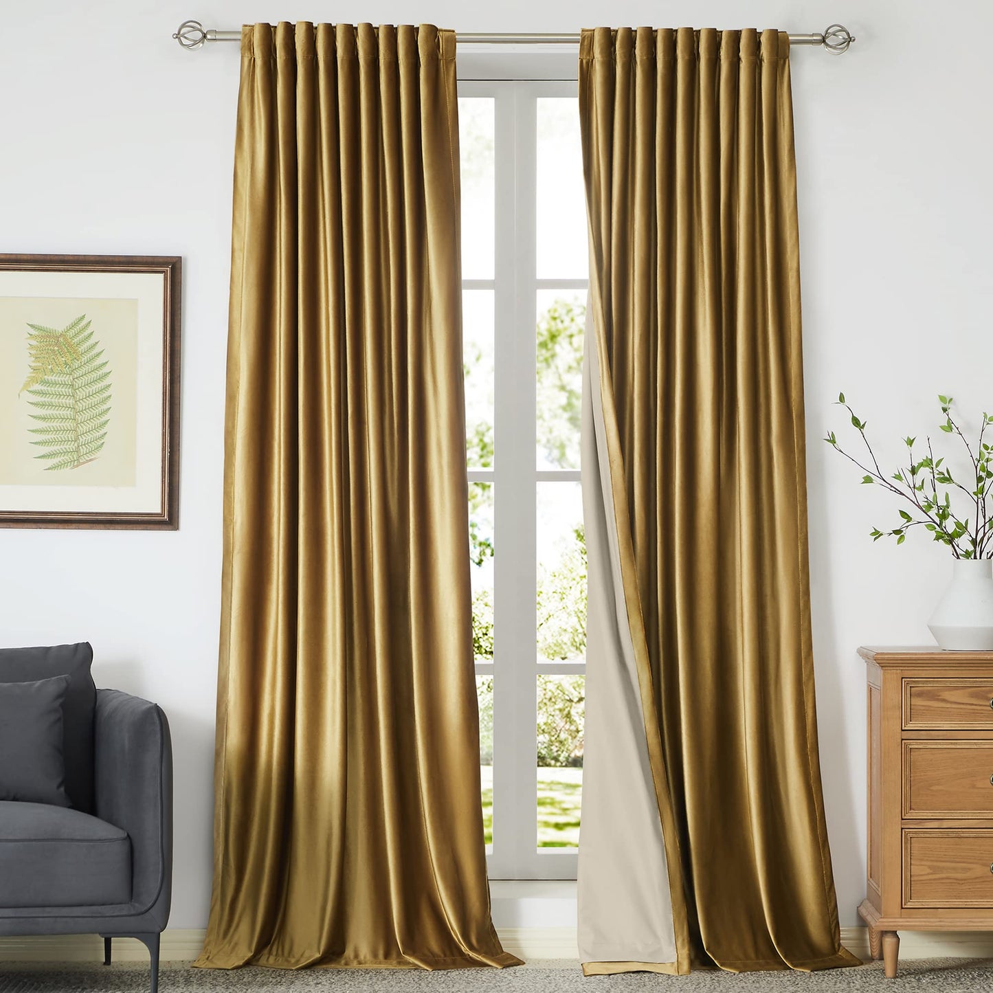100% Blackout Ivory Off White Velvet Curtains