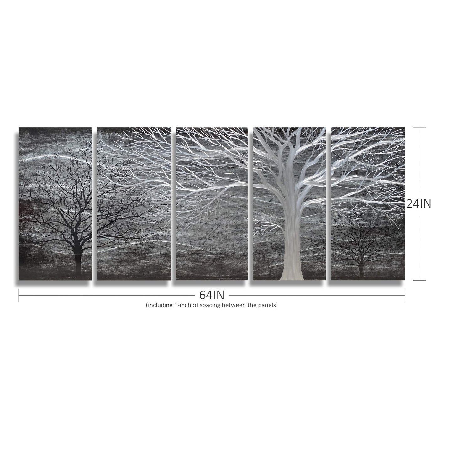 BATRENDY ARTS Silver Tree Wall Art