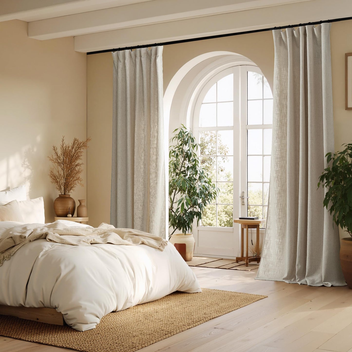 NICETOWN Linen Curtains 52x108" 2 Panels