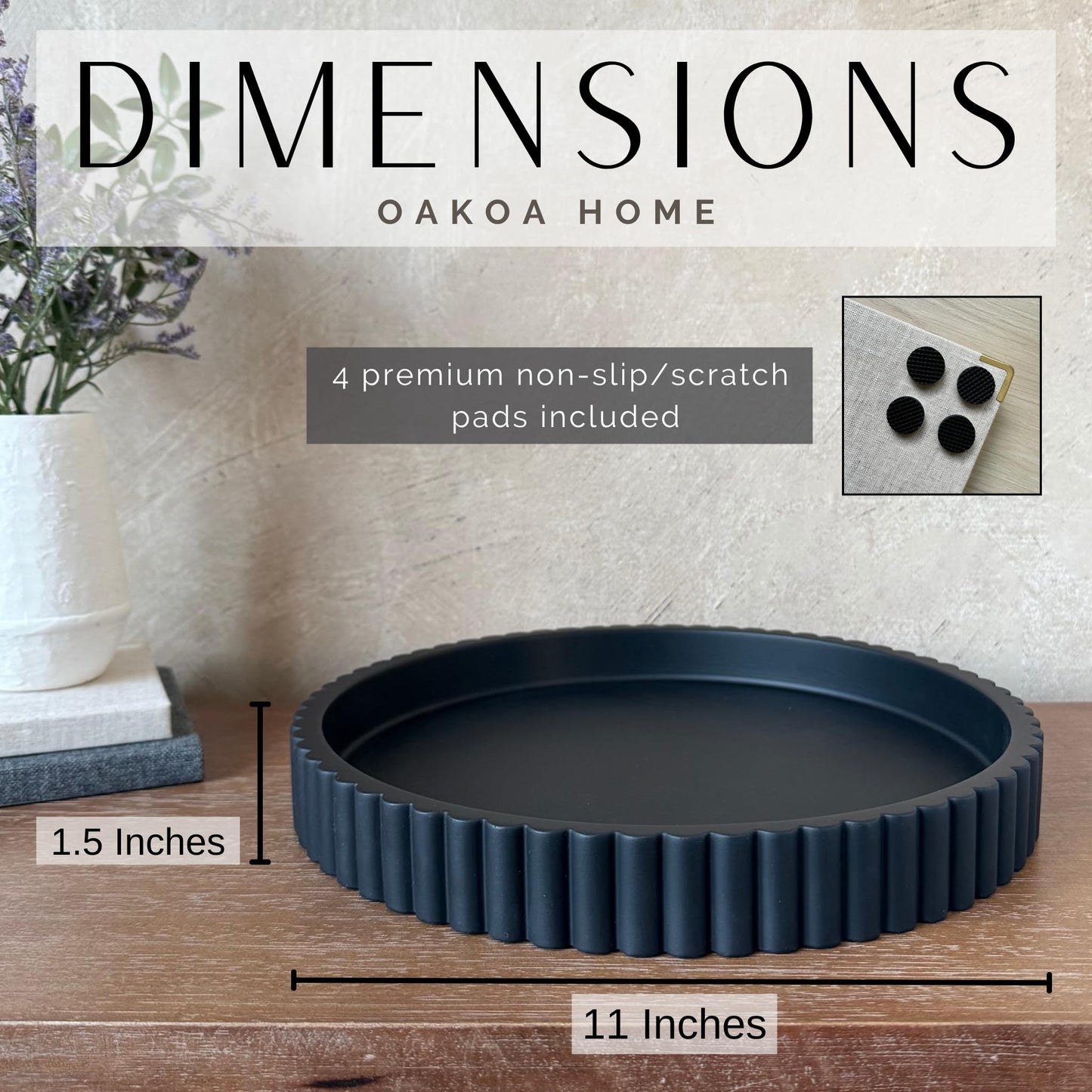 OAKOA Round Concrete Decorative Tray